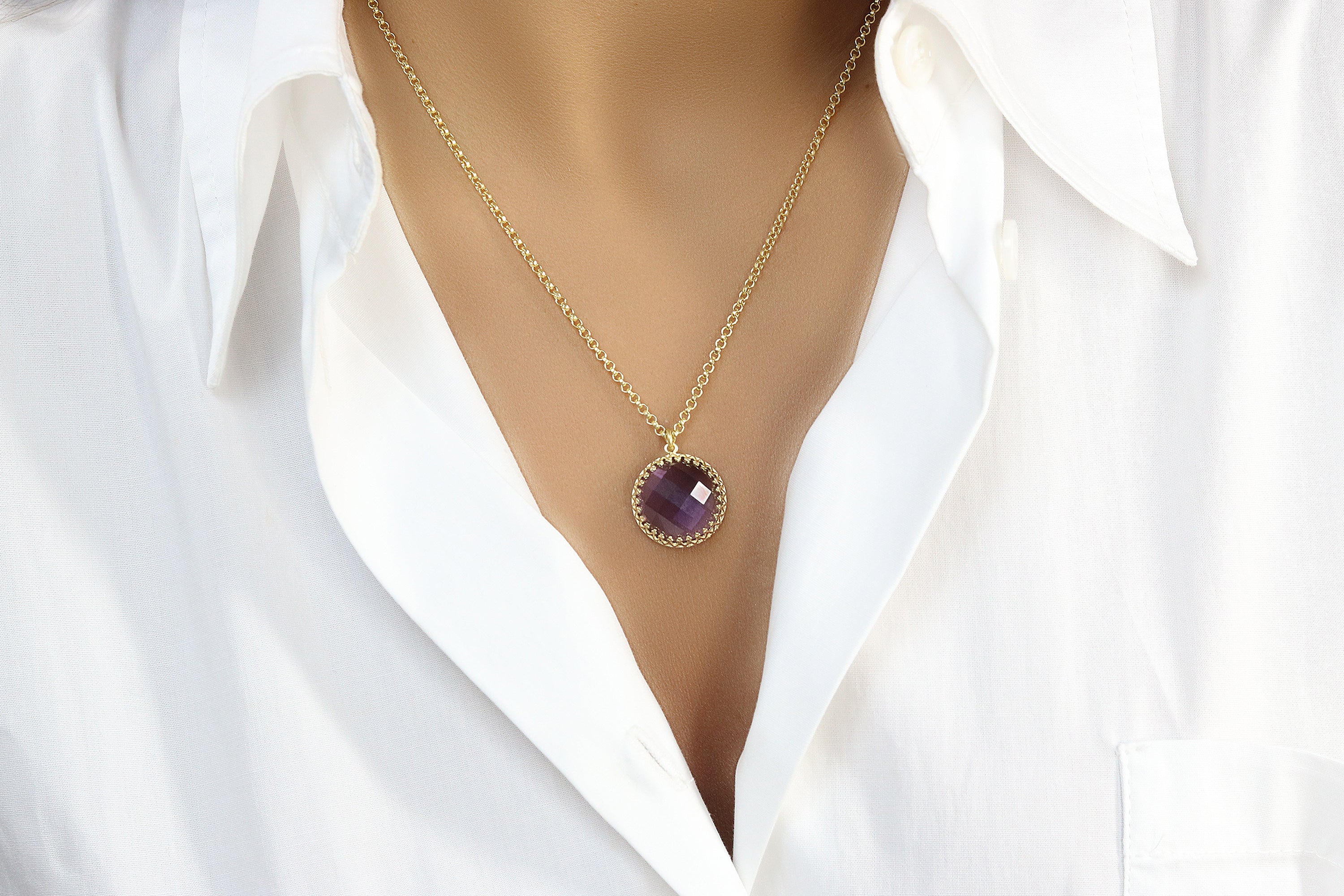 Dazzling Amethyst Necklace in Gold necklaces Anemone Jewelry