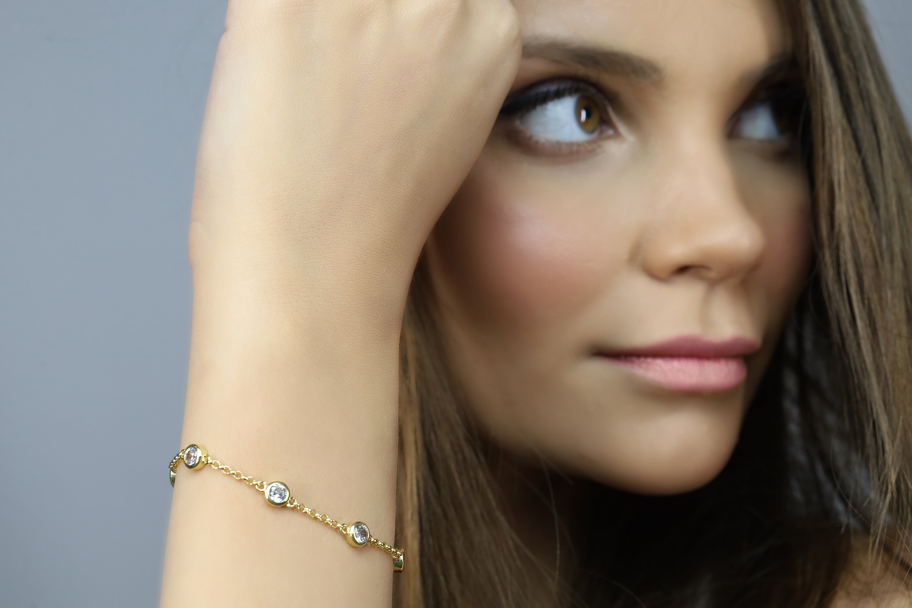 6 Cubic Zirconia Charms Gold Chain Bracelet Bracelets Anemone Unique