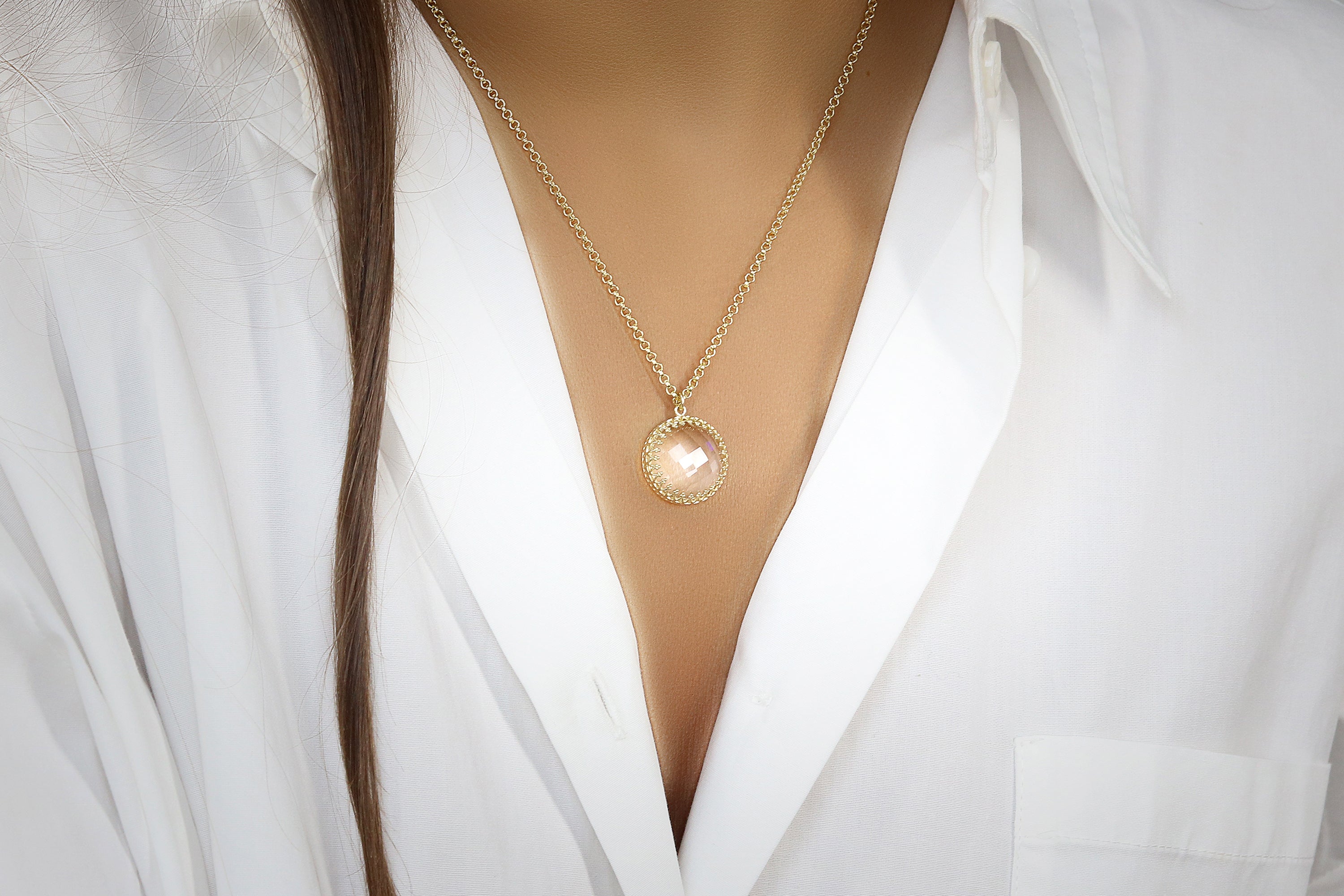 Elegant Crystal Clear Quartz Gold Filled Necklace necklaces Anemone Jewelry