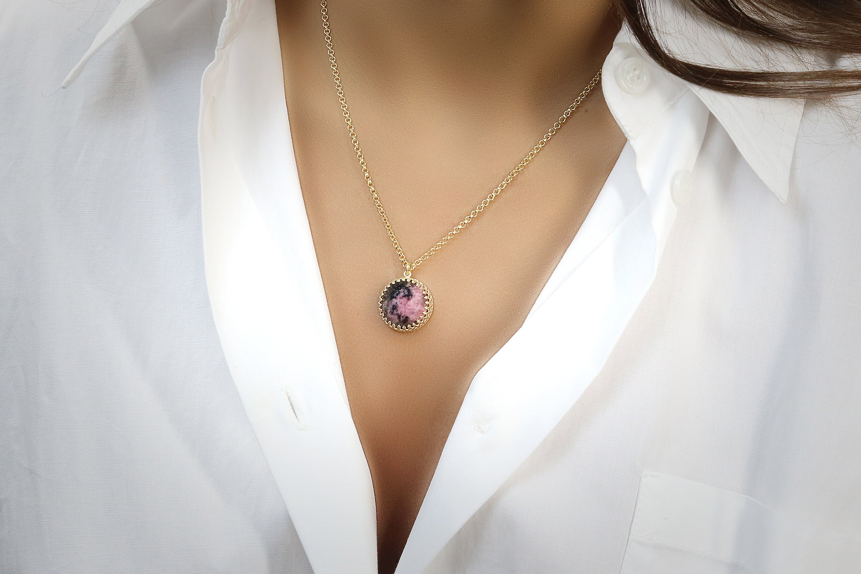 Unique Rhodonite Necklace in 14k Gold Filled necklaces Anemone Jewelry
