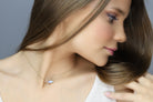 Marquise Cut Horizontal Moonstone Gold Pendant Necklace necklaces Anemone Unique