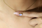 Marquise Cut Horizontal Moonstone Gold Pendant Necklace necklaces Anemone Unique