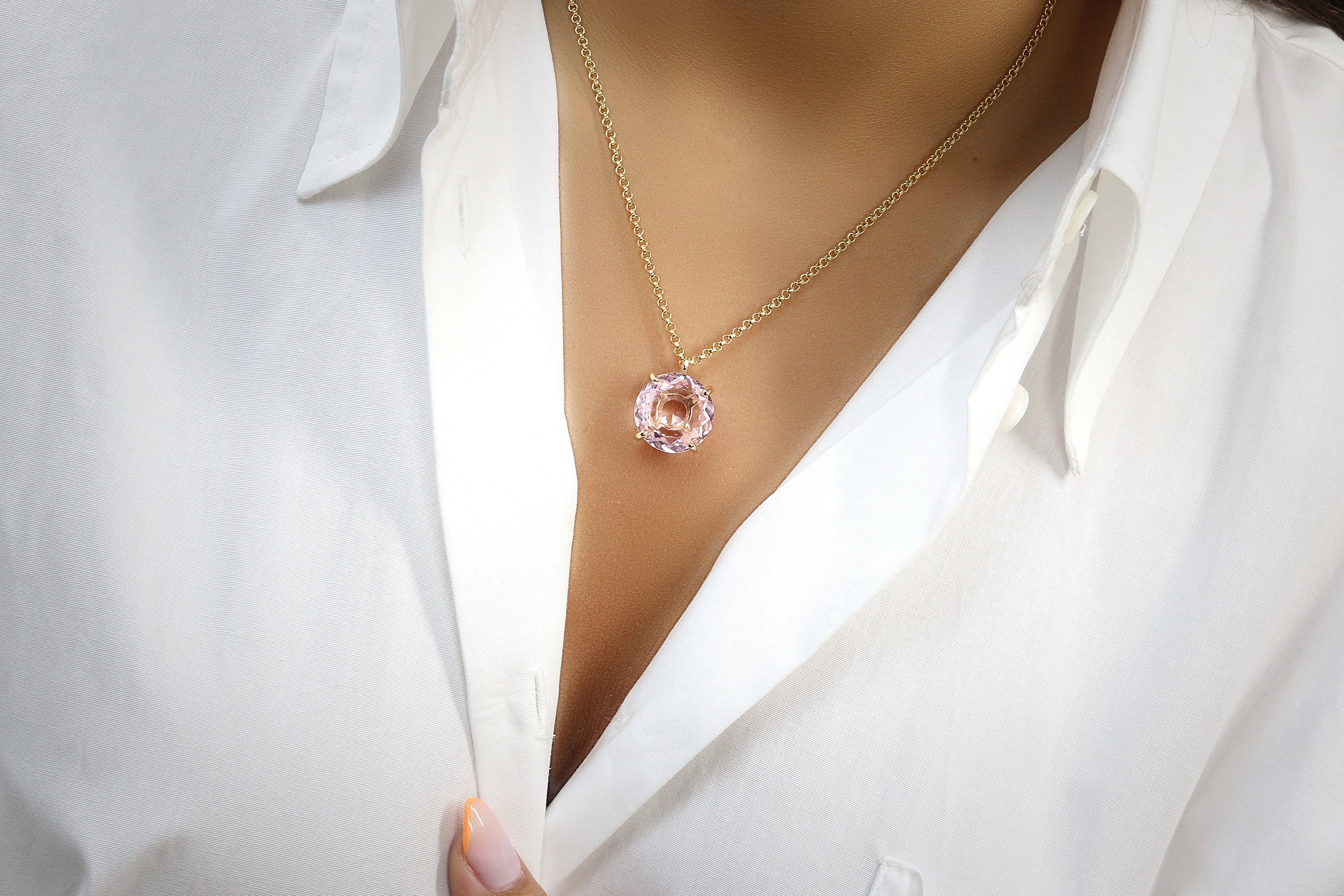 Brilliant Rose Quartz 14k Gold Filled Love Necklace necklaces Anemone Jewelry