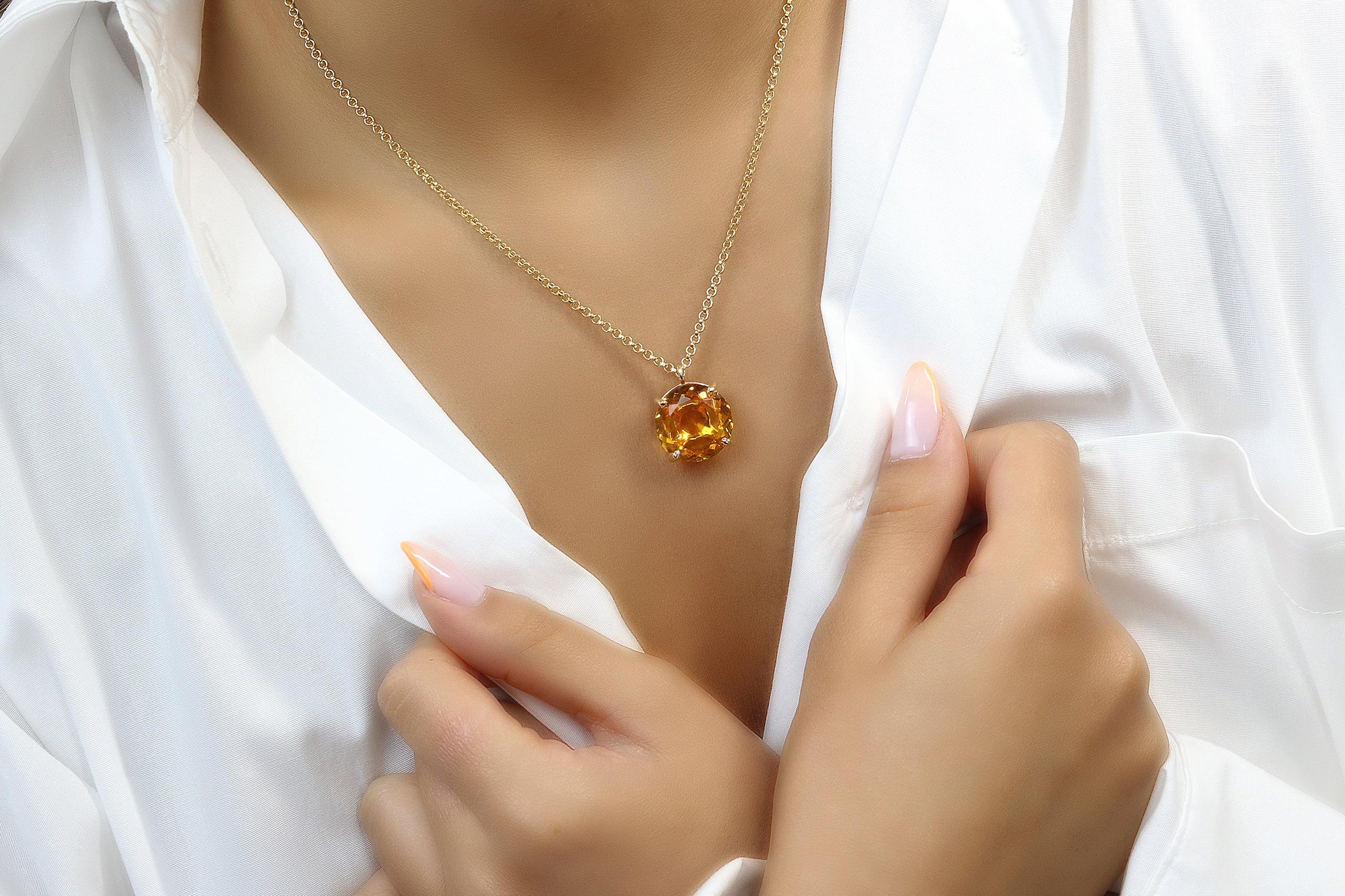 Yellow Citrine Necklace in 14k Gold necklaces Anemone Jewelry