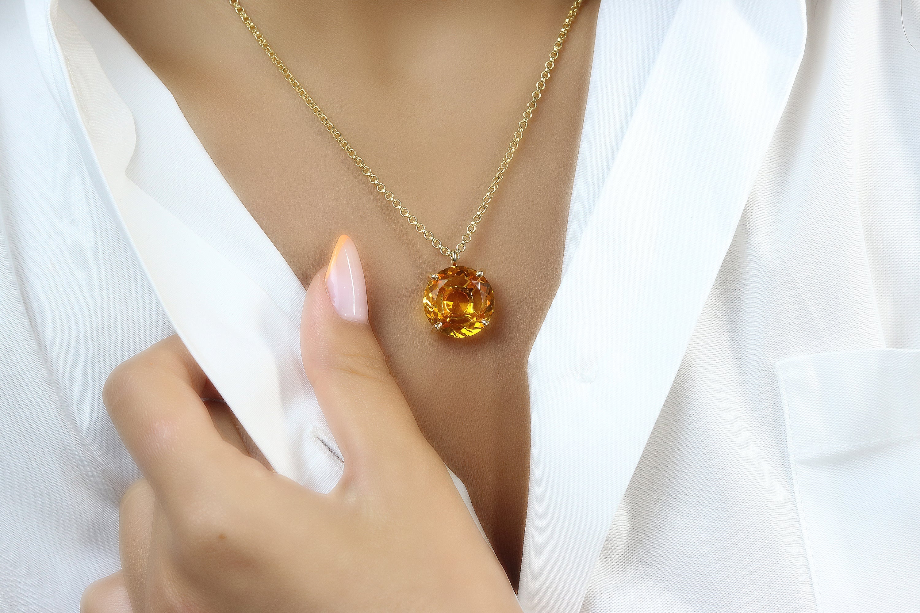 Yellow Citrine Necklace in 14k Gold necklaces Anemone Jewelry