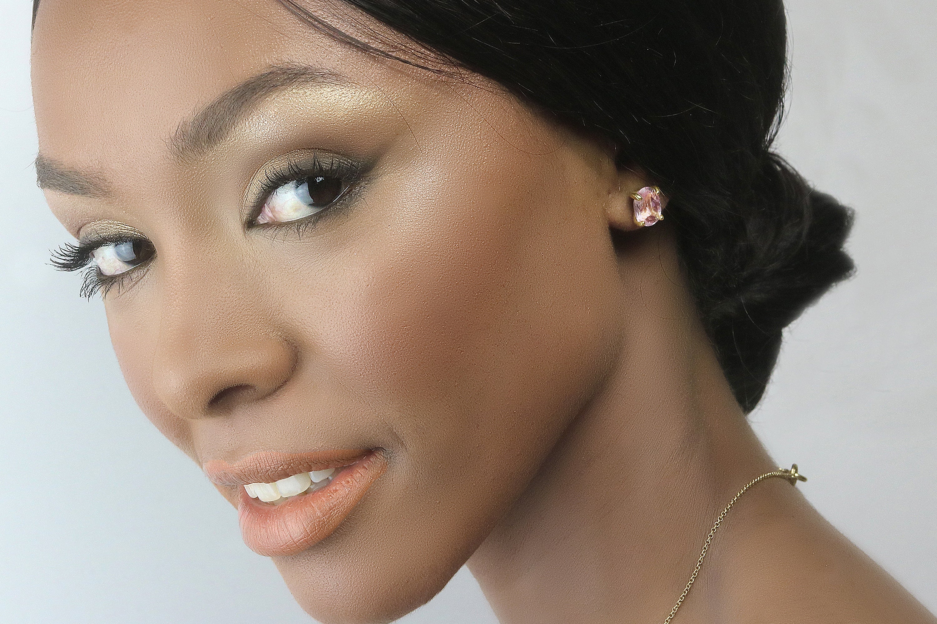 Charming Rose Quartz Dainty Gold Earrings Earrings Anemone Unique