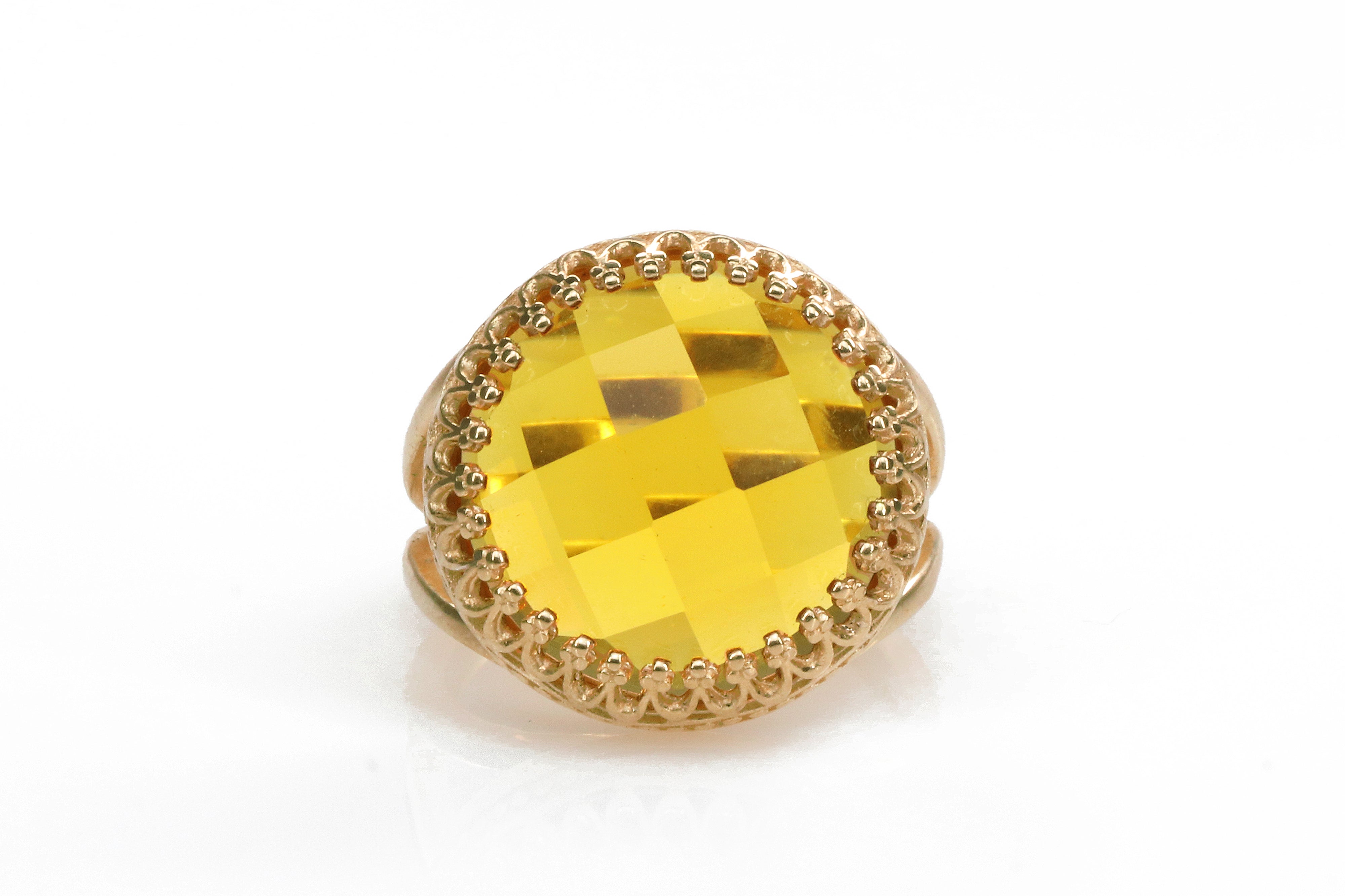 14k Rose Gold Citrine Stone Ring Rings Anemone Jewelry