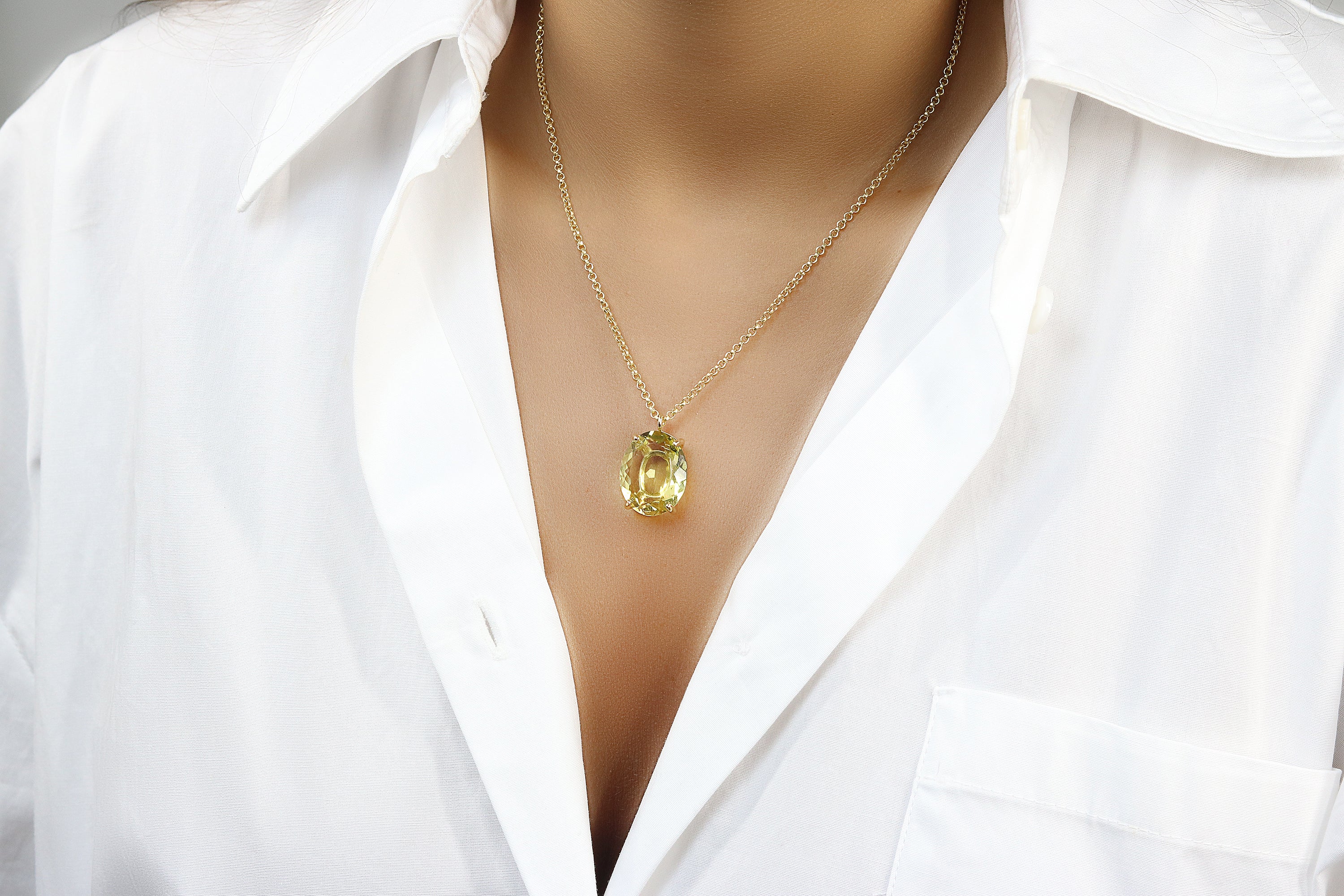 Brilliant Lemon Quartz Necklace in Gold necklaces Anemone Jewelry