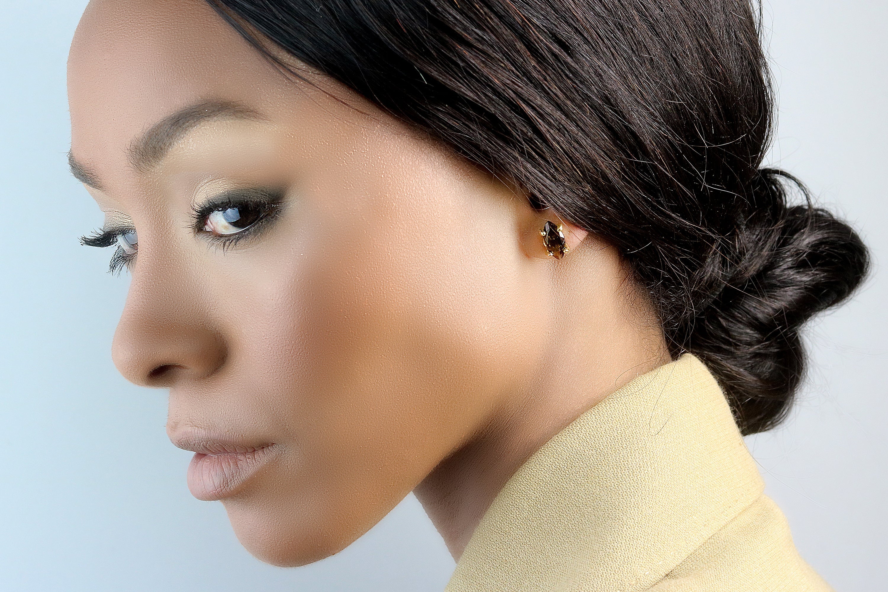 Artisan Smoky Quartz Gold Earrings Earrings Anemone Unique