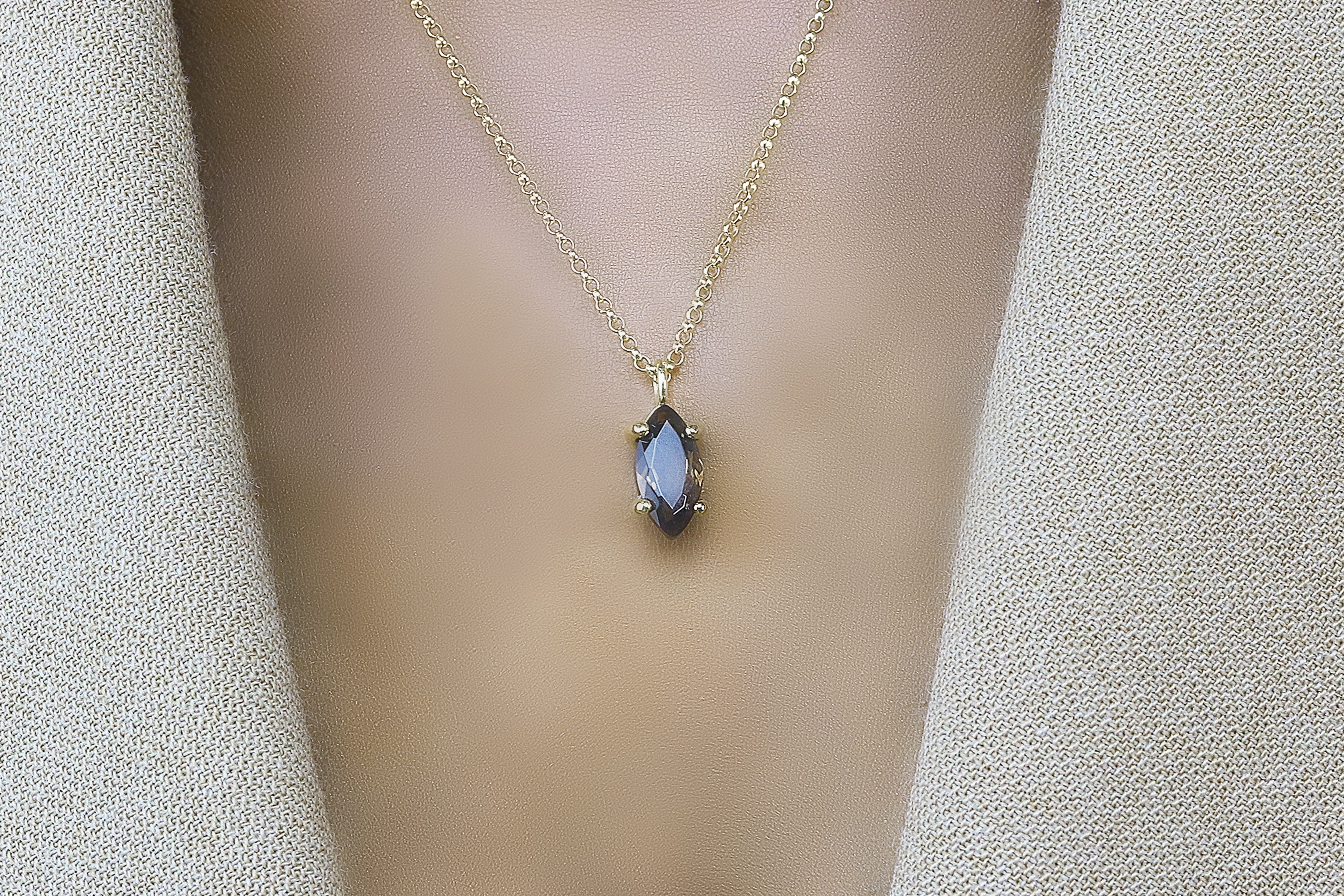 Smoky Quartz Gold Filled Gemstone Necklace necklaces Anemone Unique