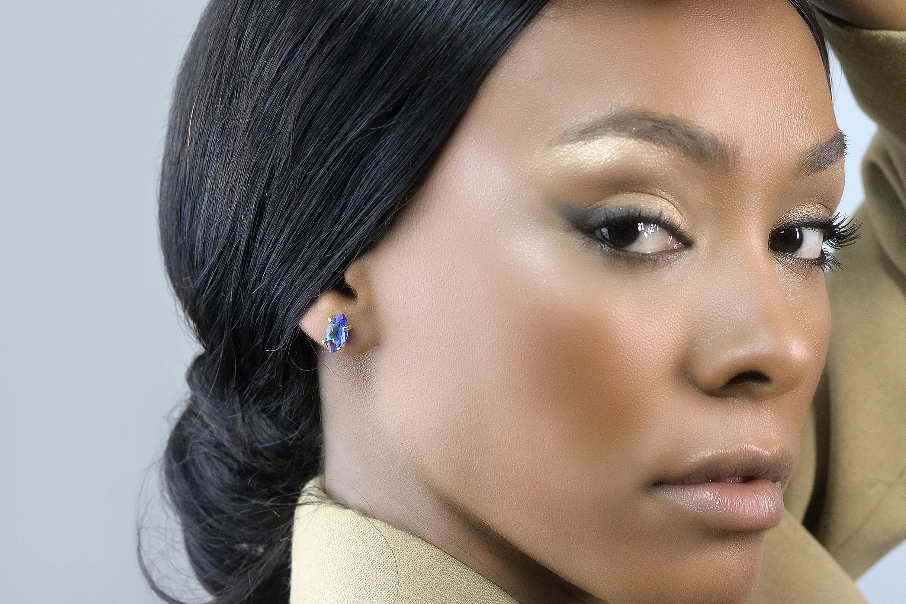 Sleek Marquise Sapphire Earrings in Gold Earrings Anemone Unique