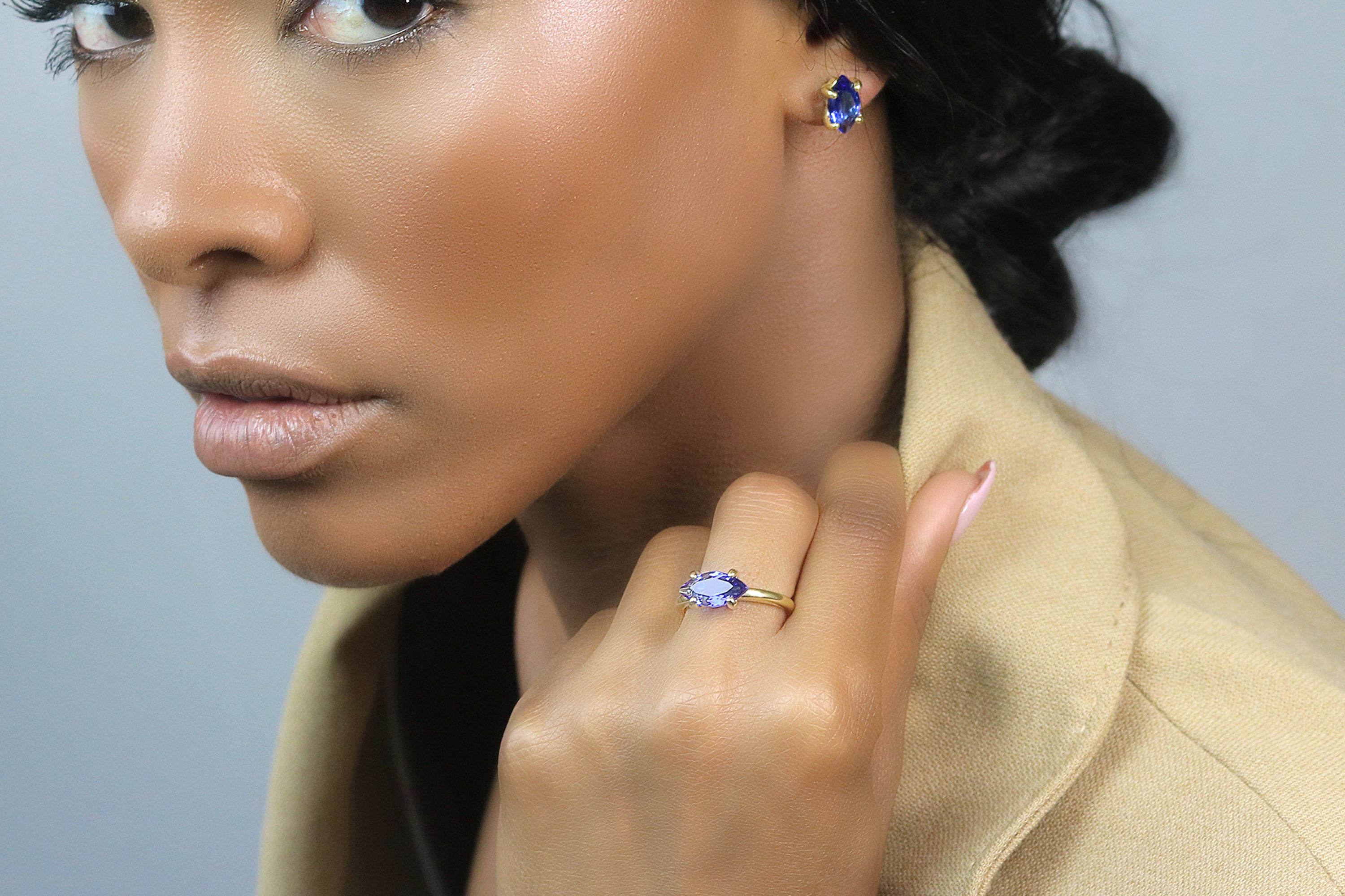 Marquise Blue Sapphire Gold Filled Ring Rings Anemone Unique