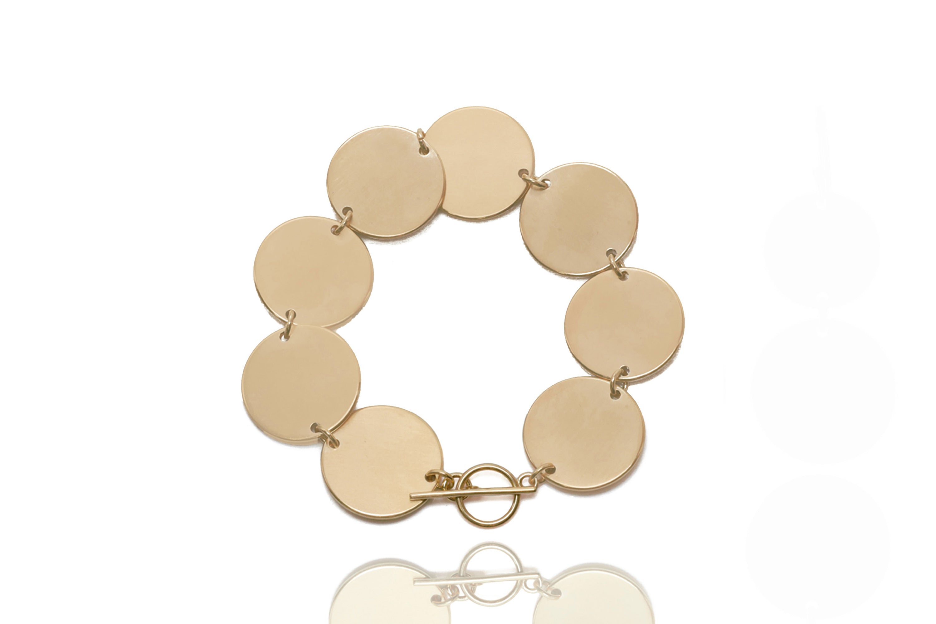 14k Gold Circles Coin Bracelet Earrings Anemone Jewelry