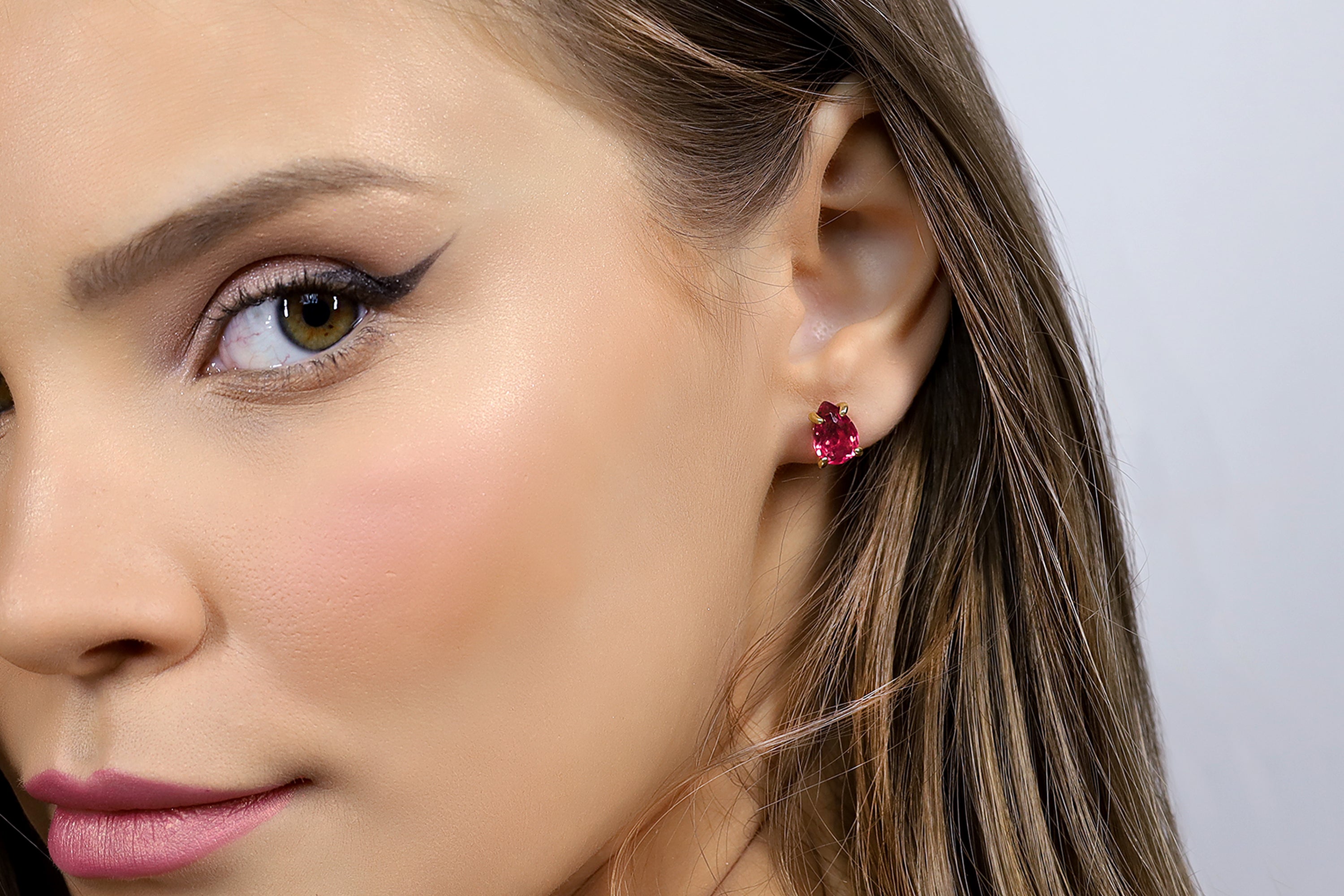 Stunning Pear Shape Pink Tourmaline Gold Earrings Earrings Anemone Unique