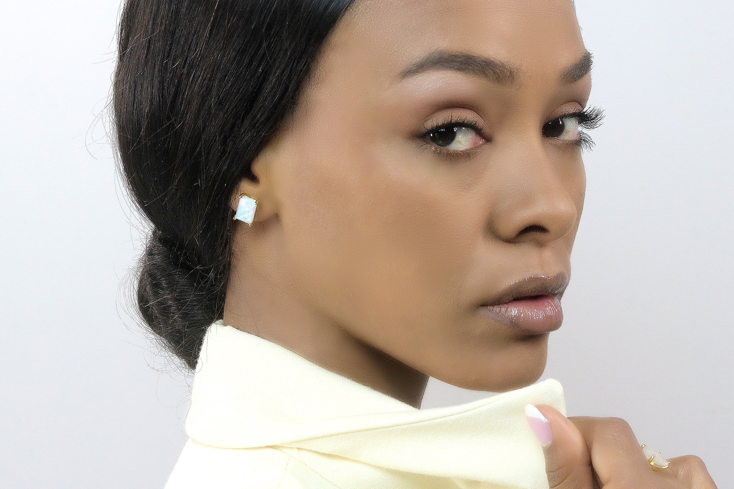 Lovely Gold Stud Moonstone Earrings Earrings Anemone Unique