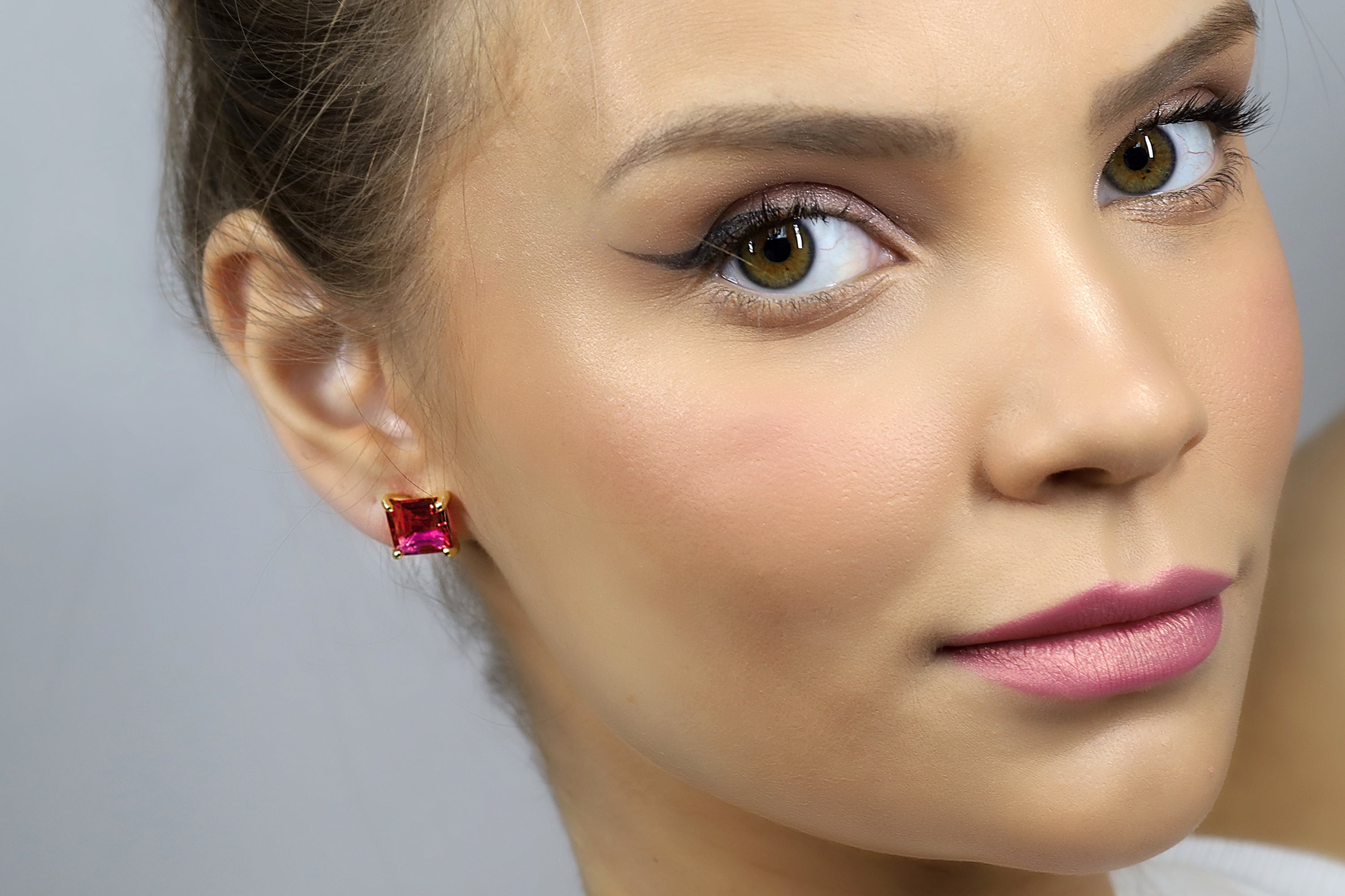 Square Cut Pink Tourmaline Gold Filled Earrings Earrings Anemone Unique