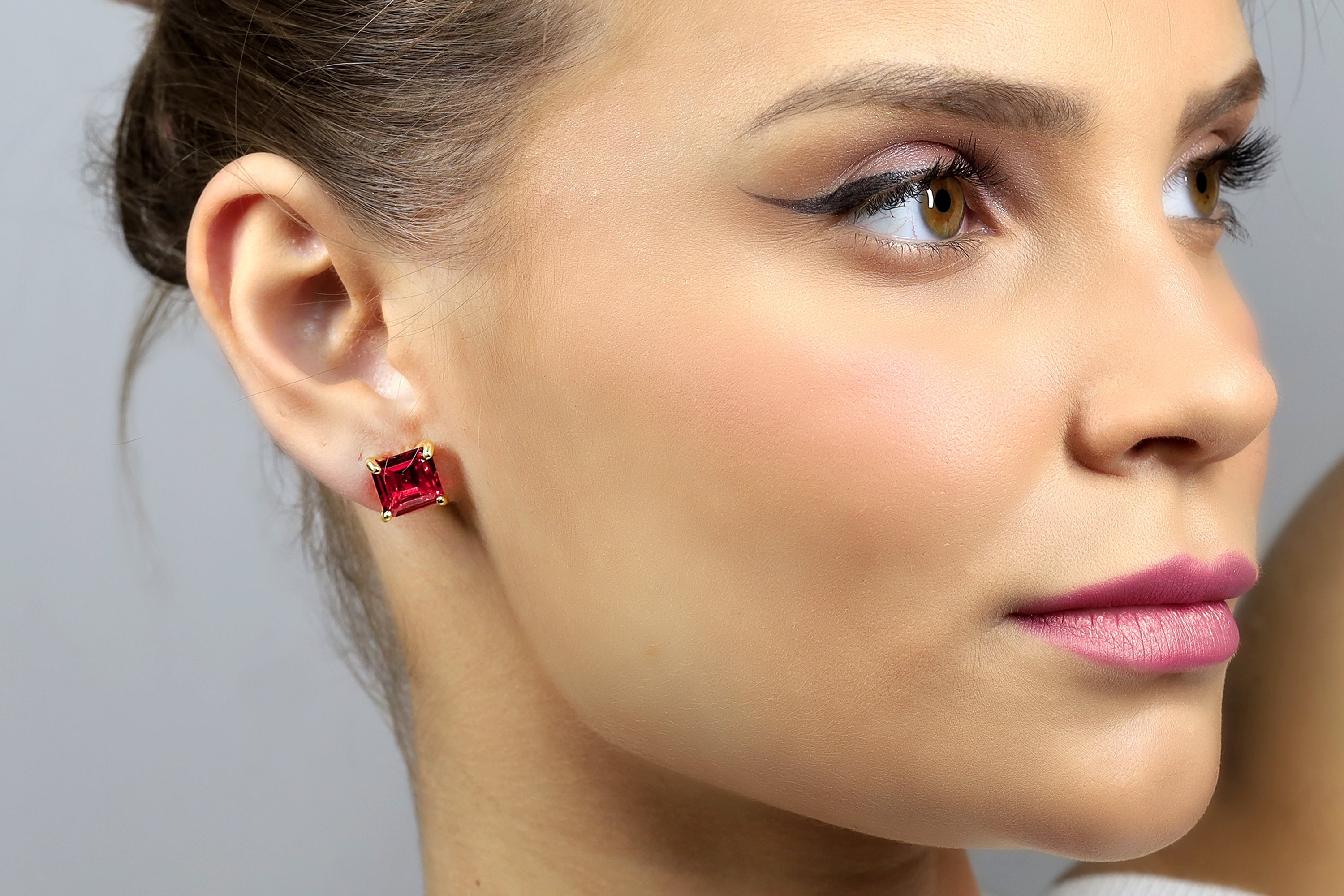 Square Cut Pink Tourmaline Gold Filled Earrings Earrings Anemone Unique