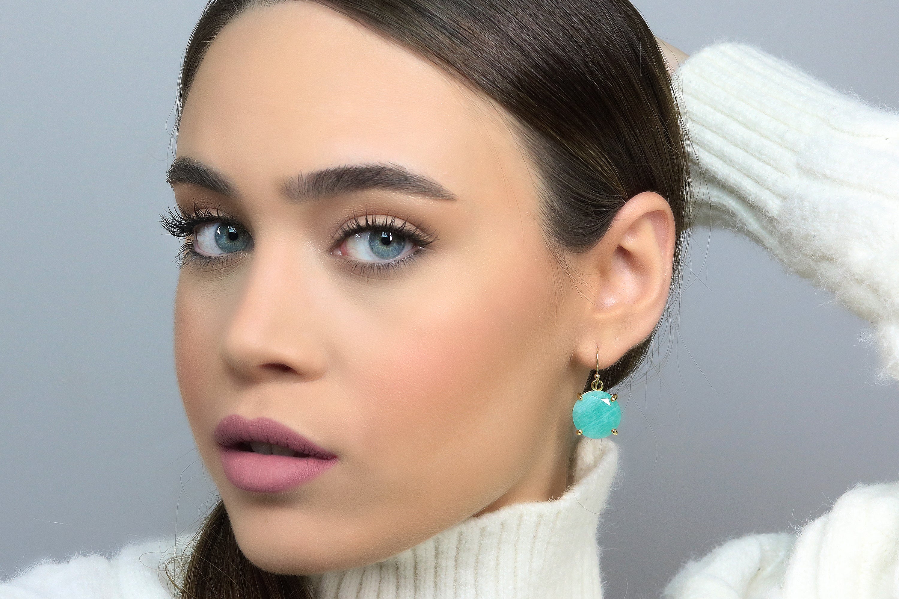 Vibrant Amazonite Gold Earrings Earrings Anemone Jewelry