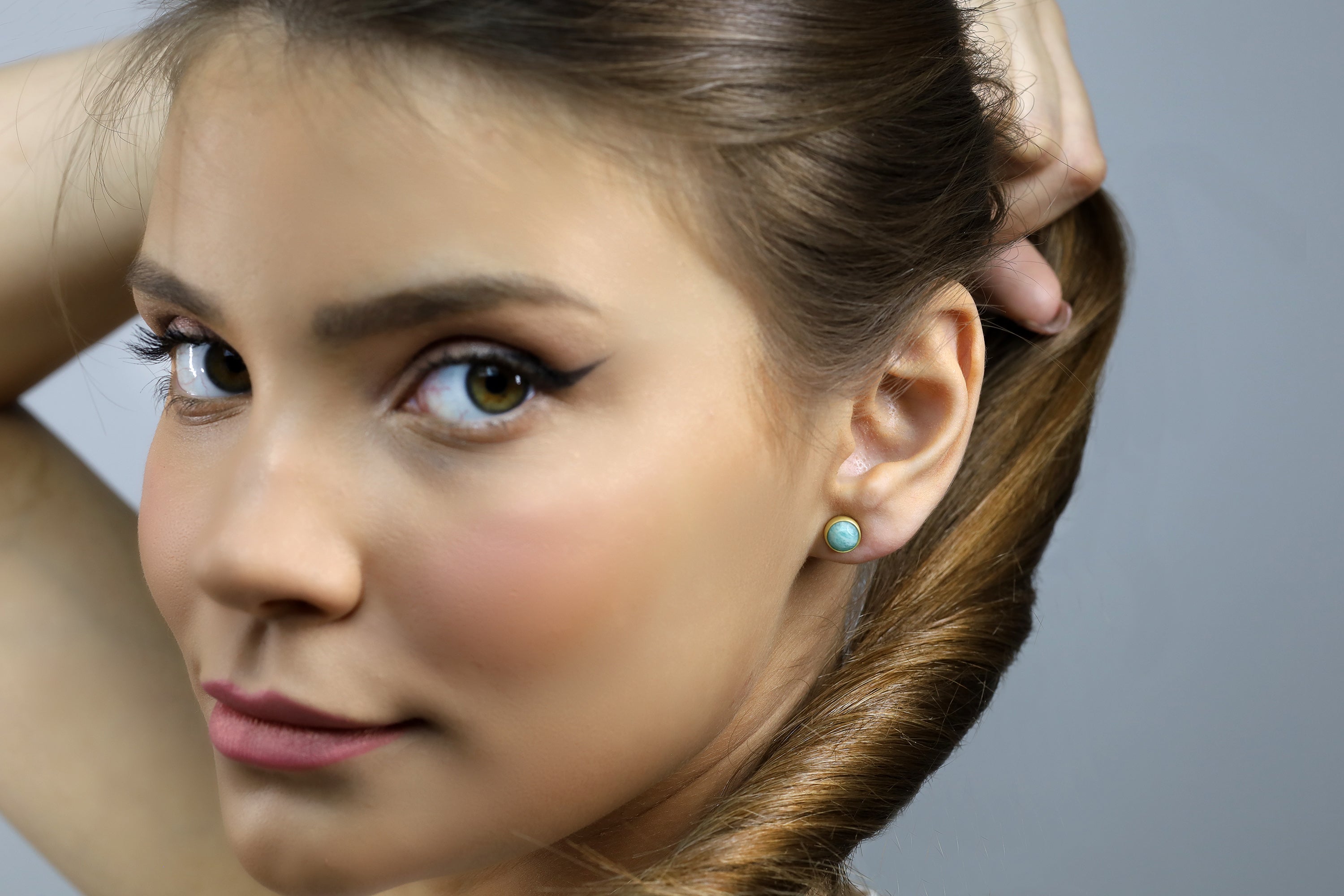 Minimalist 925 Sterling Silver Amazonite Bezel Earrings Earrings Anemone Limited