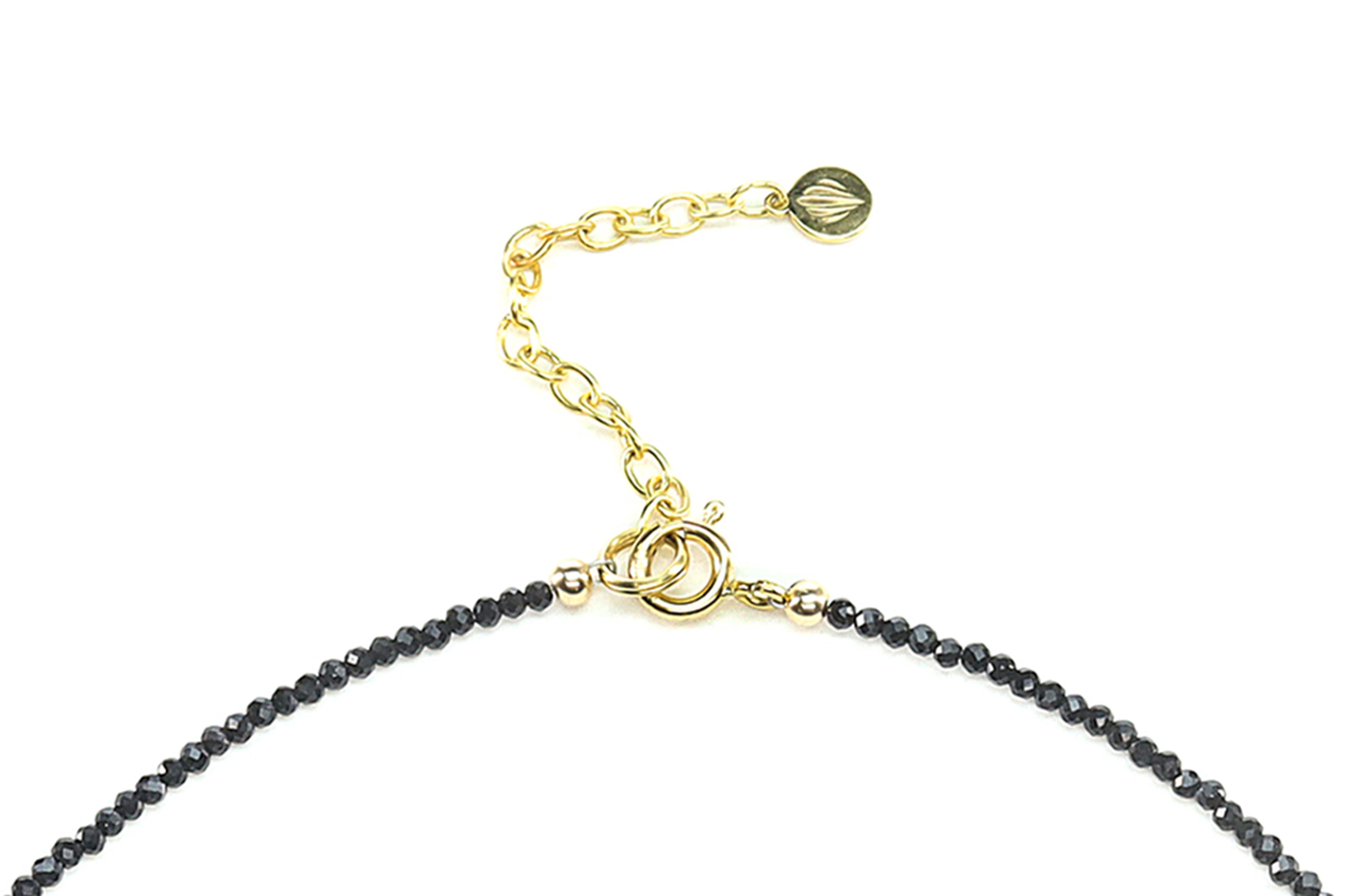 Black Spinel Beaded Gold Necklace necklaces Anemone Unique