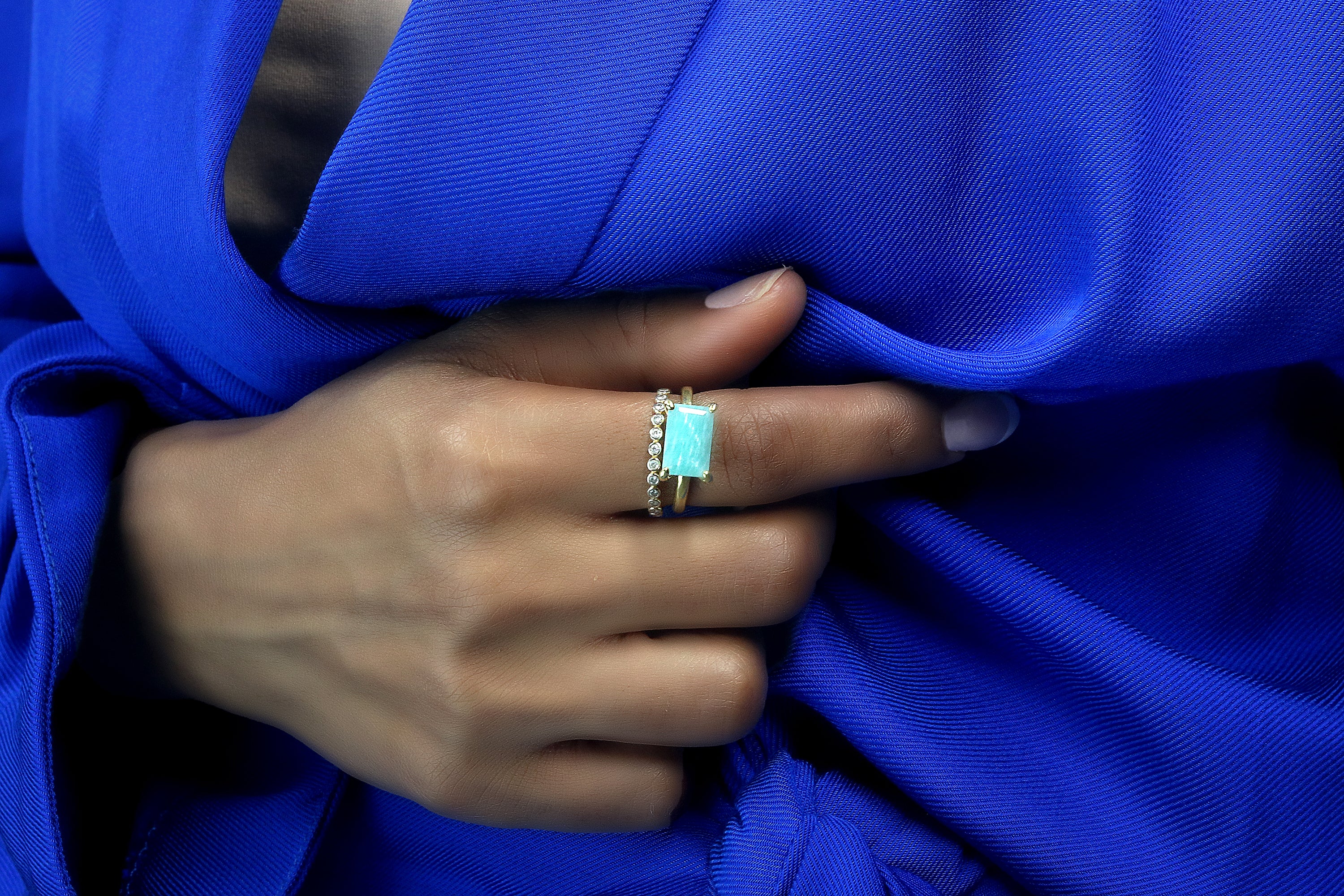 Vibrant Amazonite Stone Gold Ring Rings Anemone Unique