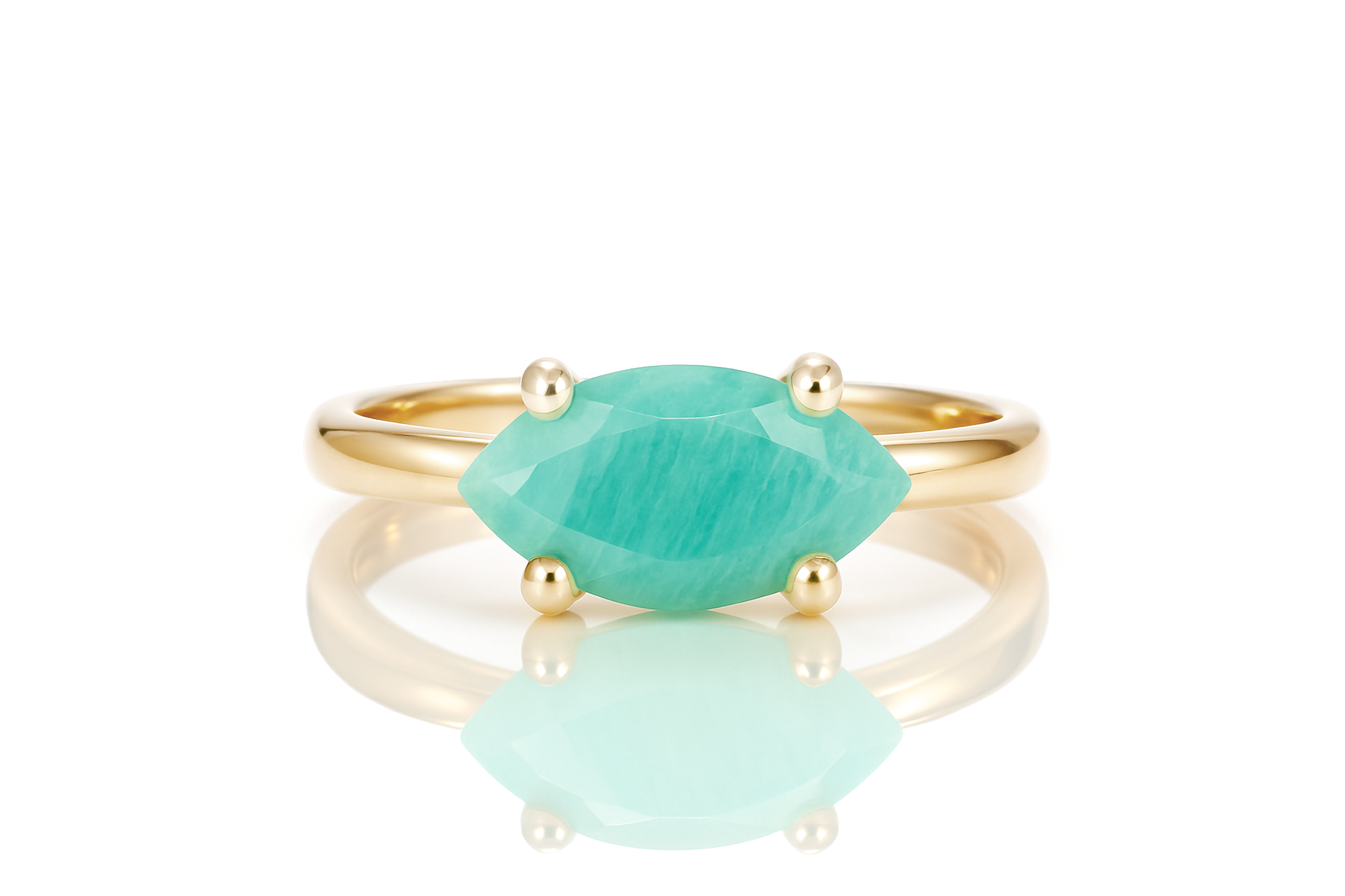 Amazonite Ring in Gold Prong Setting Rings Anemone Unique