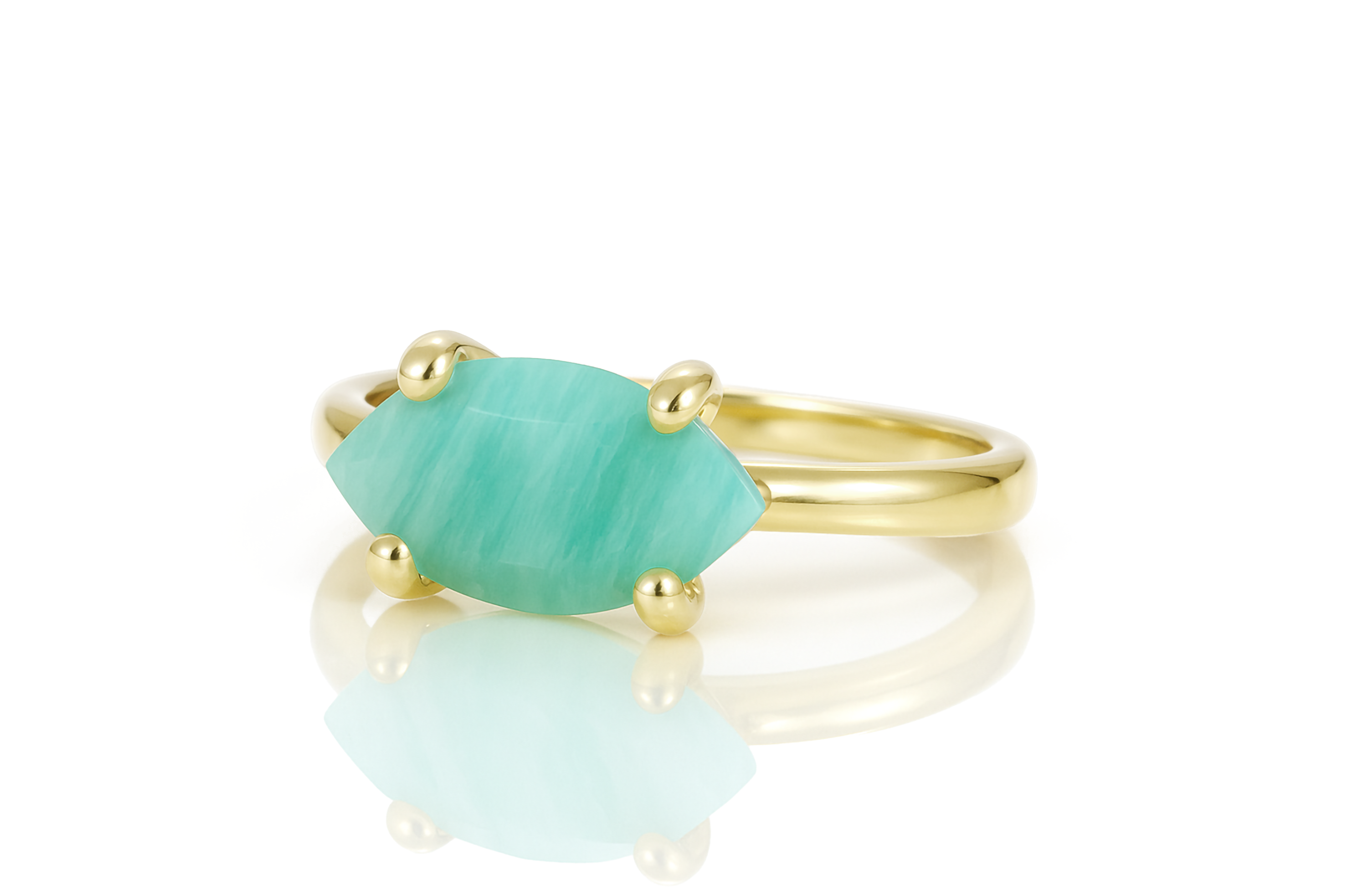 Amazonite Ring in Gold Prong Setting Rings Anemone Unique