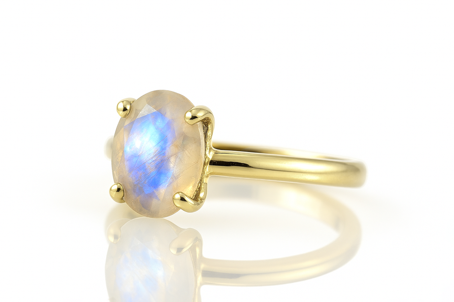 14k Moonstone Gold Ring Rings Anemone Unique