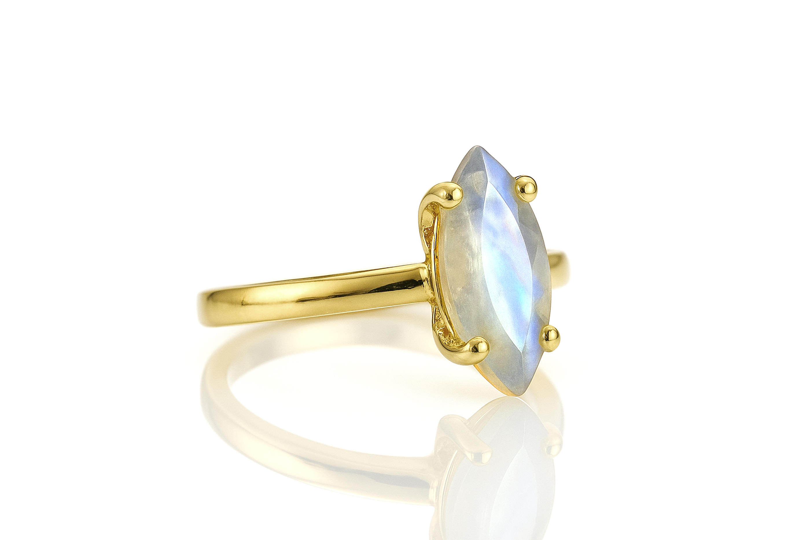 Marquise Cut Moonstone Gold Ring Rings Anemone Unique