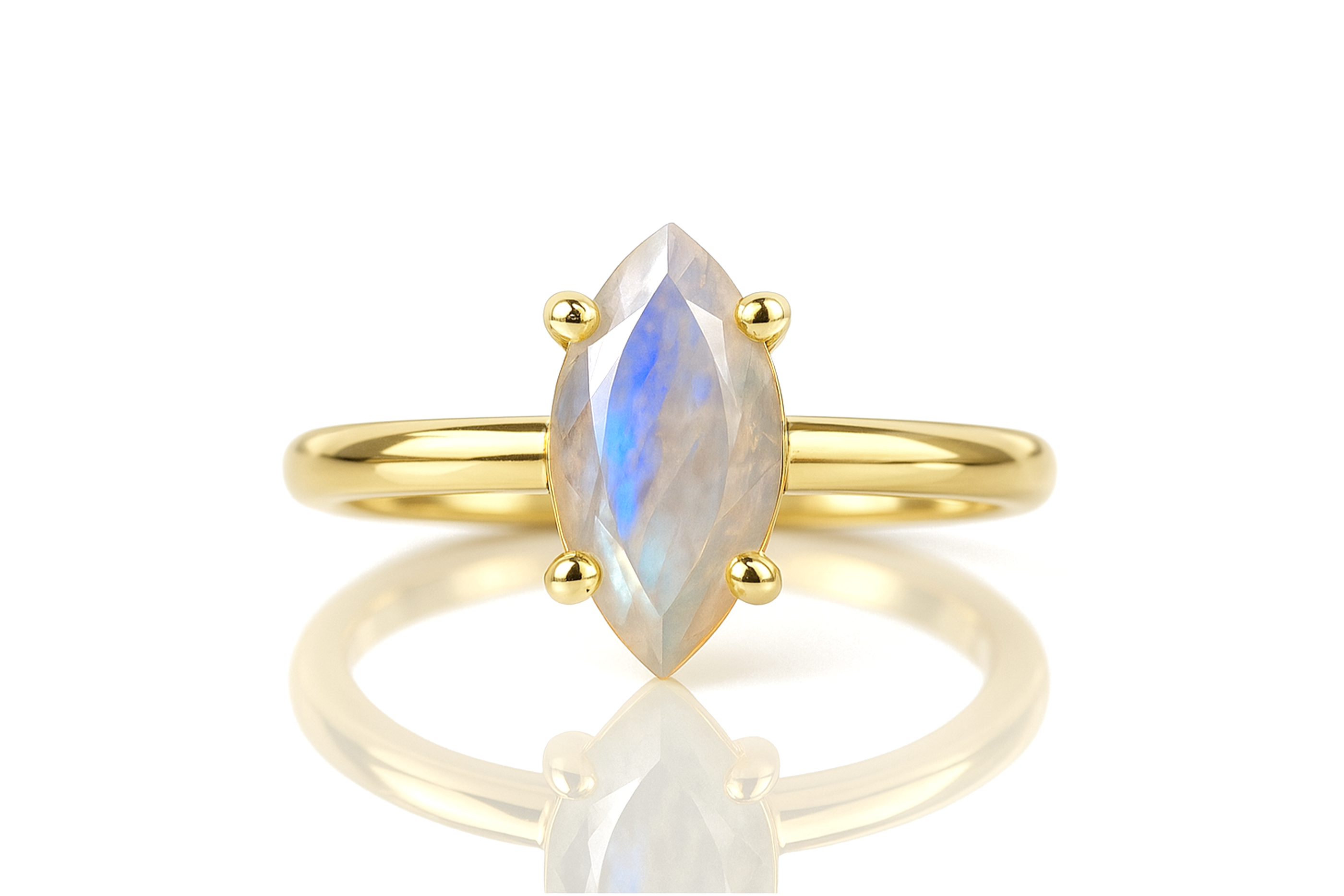 Marquise Cut Moonstone Gold Ring Rings Anemone Unique