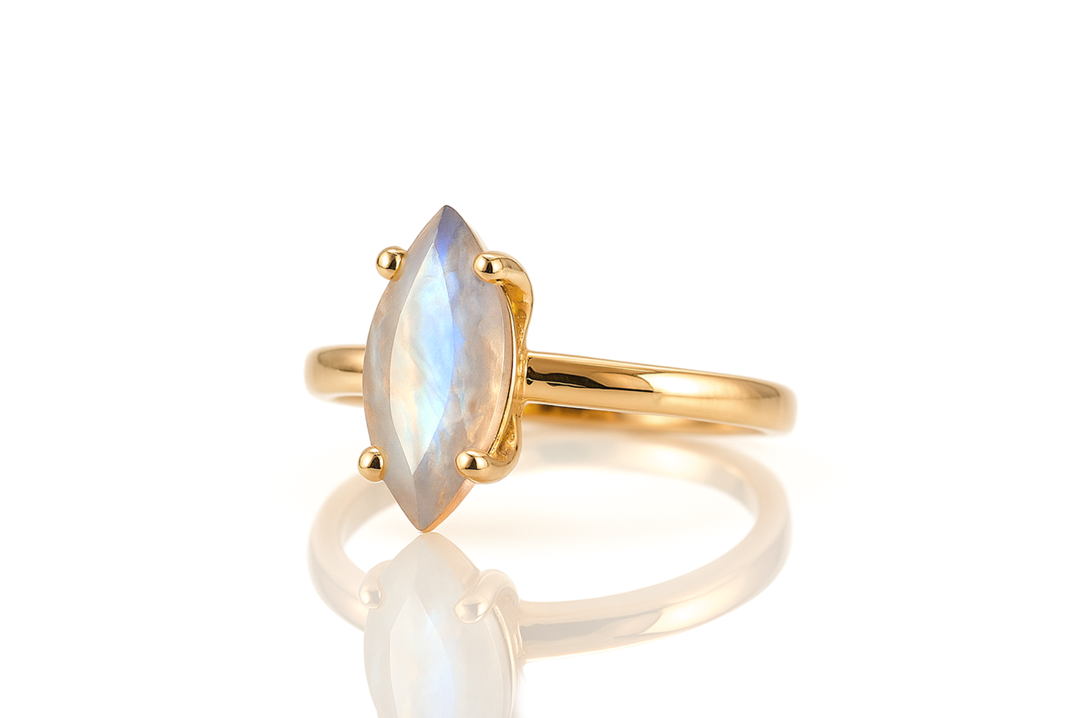 Rose Gold Marquise Moonstone Ring Rings Anemone Unique