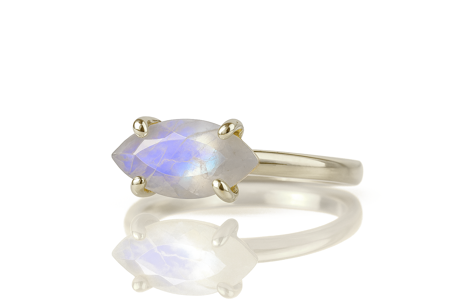 Dainty Moonstone Sterling Silver Ring Rings Anemone Unique