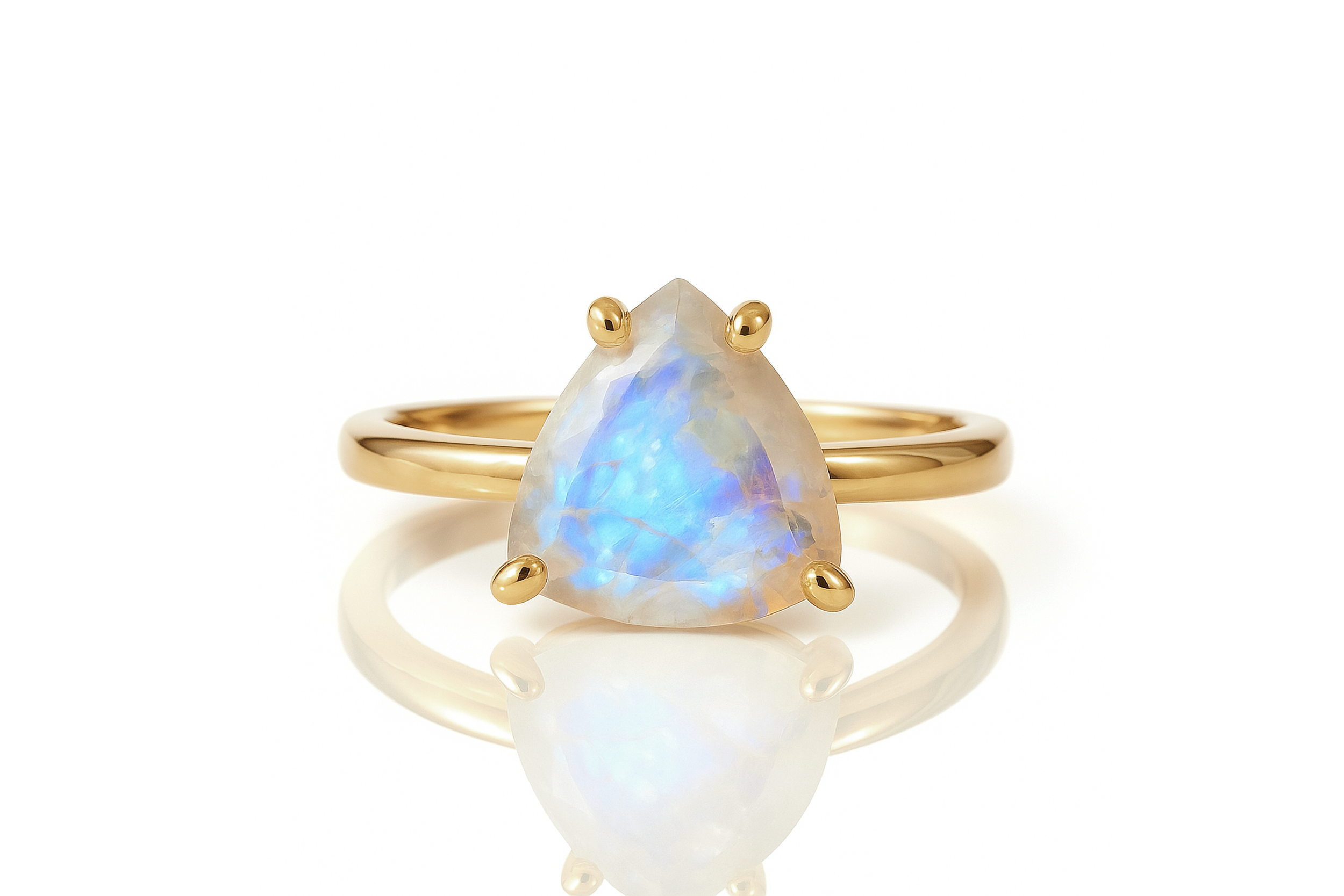 Fascinating Triangle Moonstone Gold Ring Rings Anemone Unique