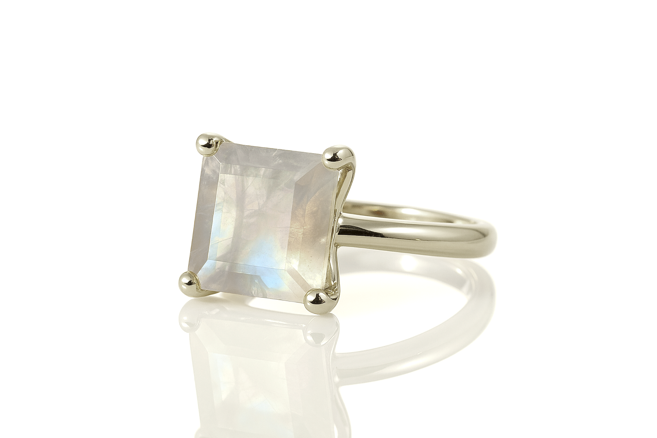 Square Moonstone Silver Ring Rings Anemone Unique