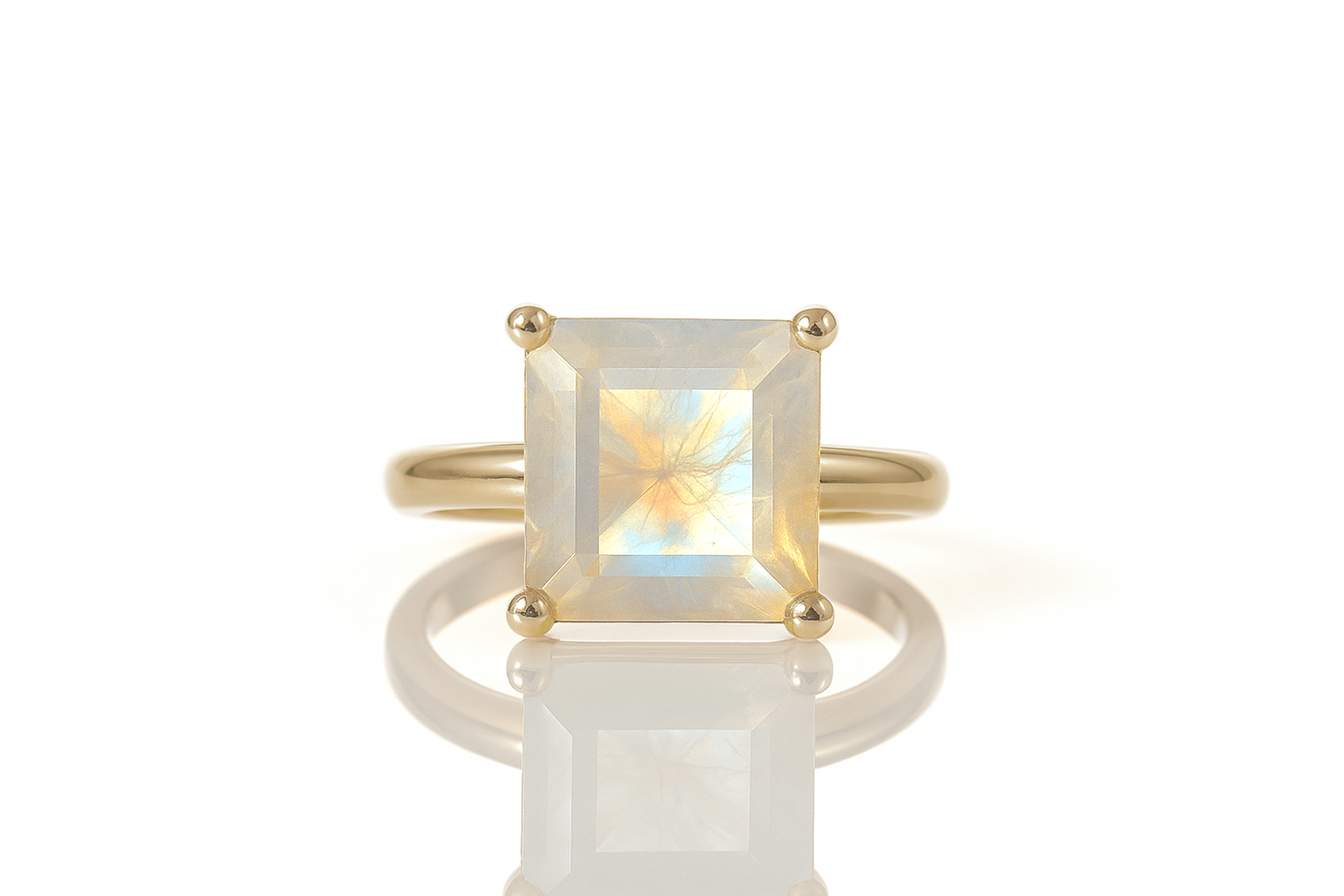 Square Moonstone Silver Ring Rings Anemone Unique