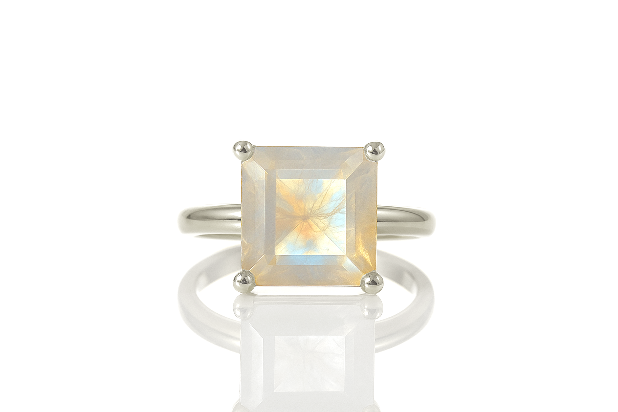 Square Moonstone Silver Ring Rings Anemone Unique