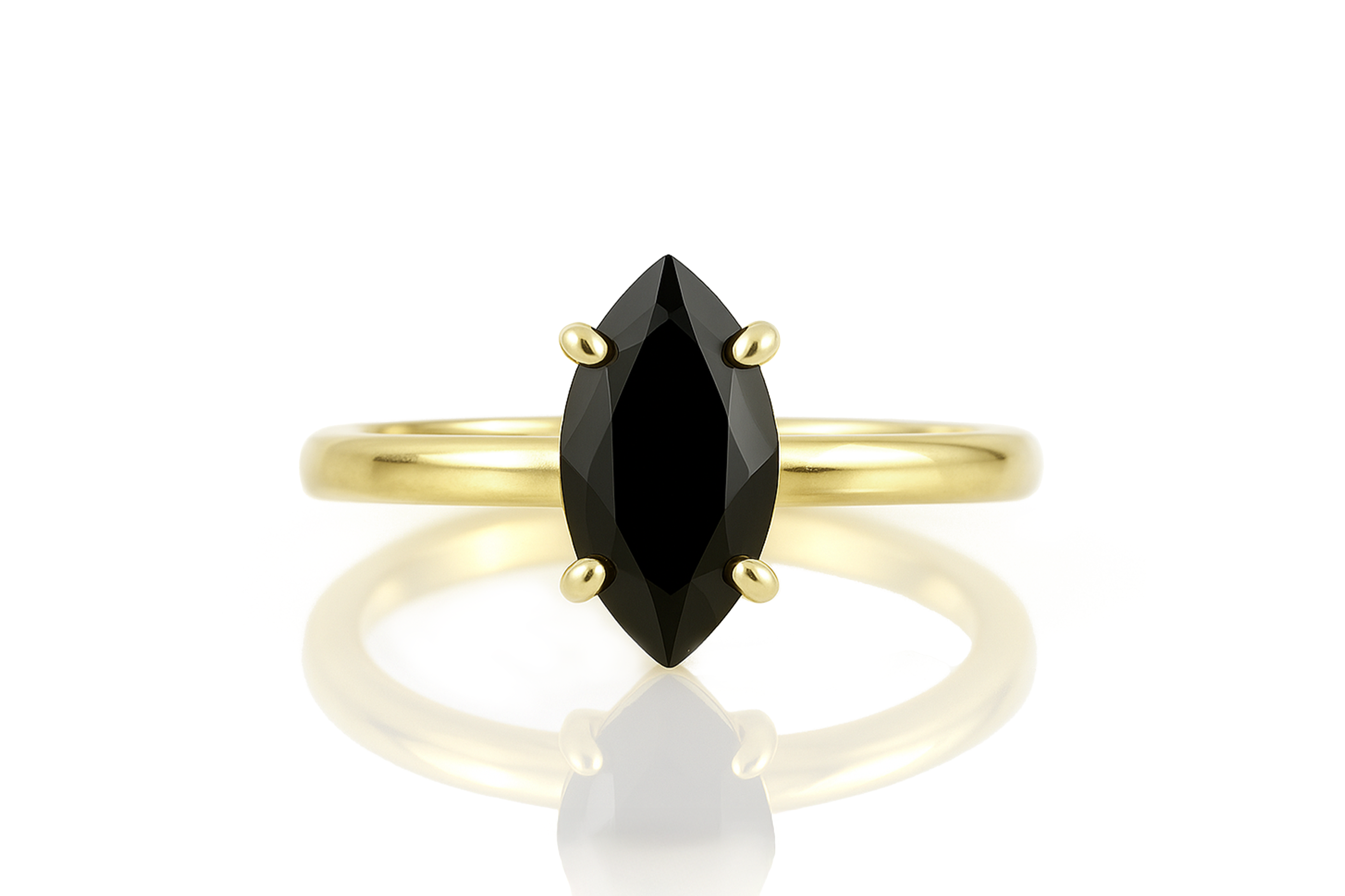 Marquise Black Onyx Ring in Gold Rings Anemone Unique