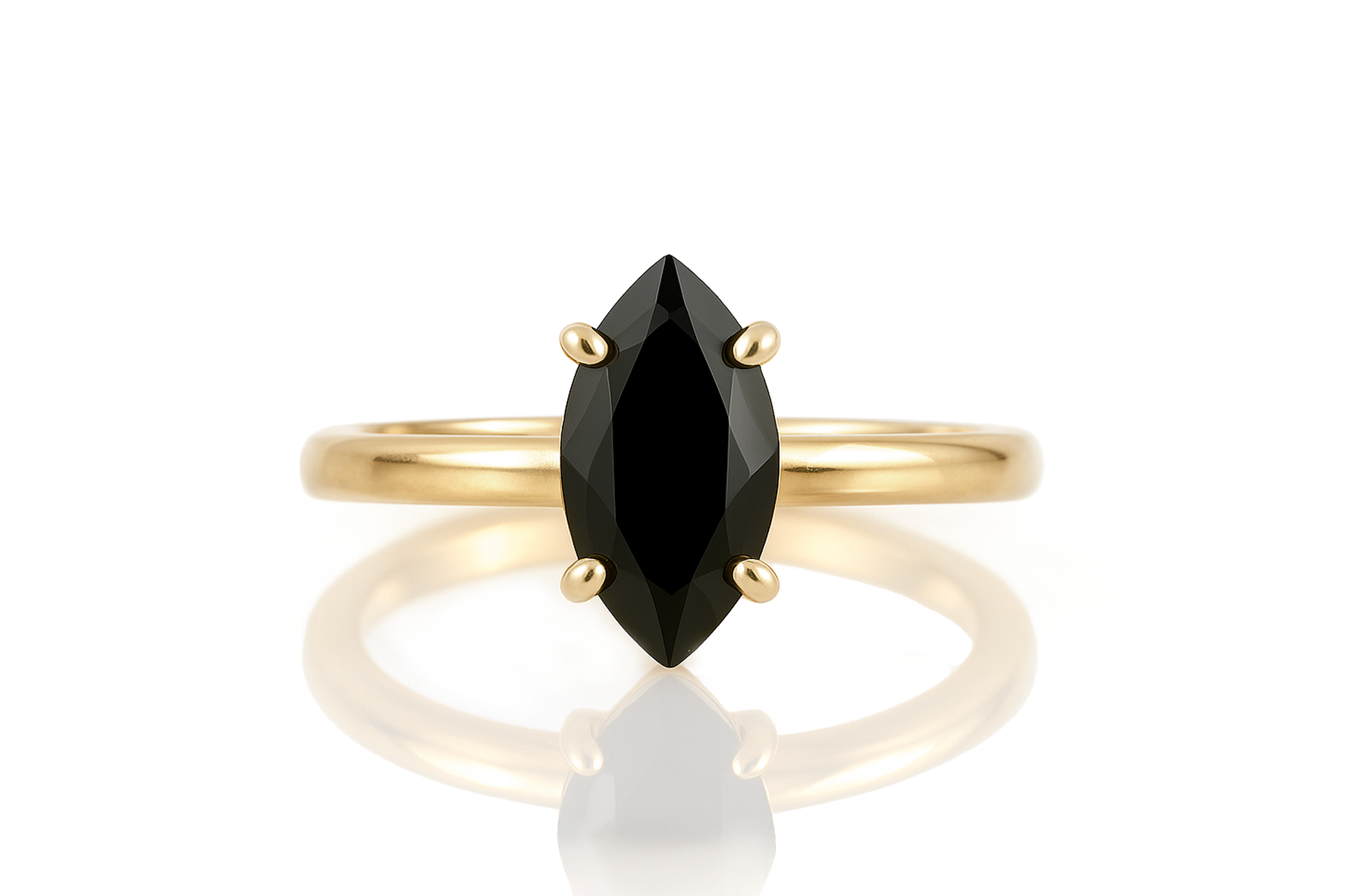 Marquise Black Onyx Ring in Gold Rings Anemone Unique
