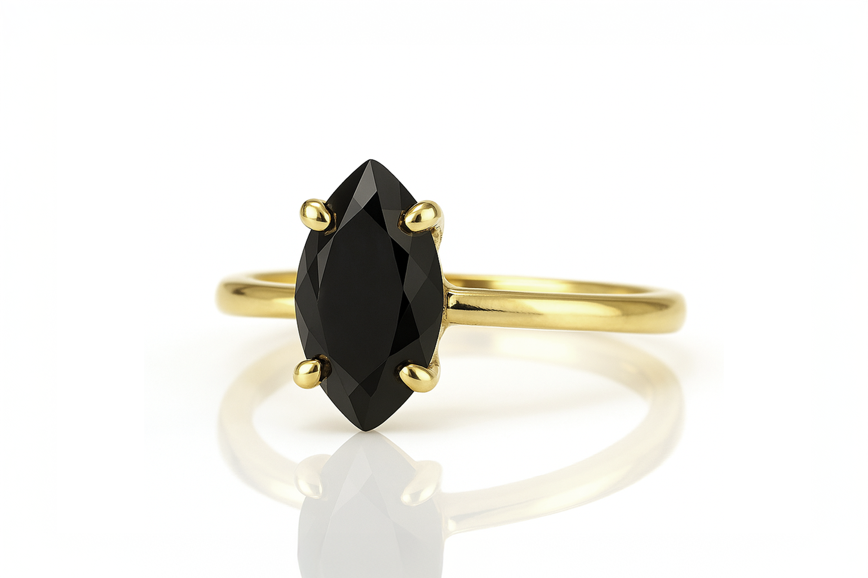 Marquise Black Onyx Ring in Gold Rings Anemone Unique