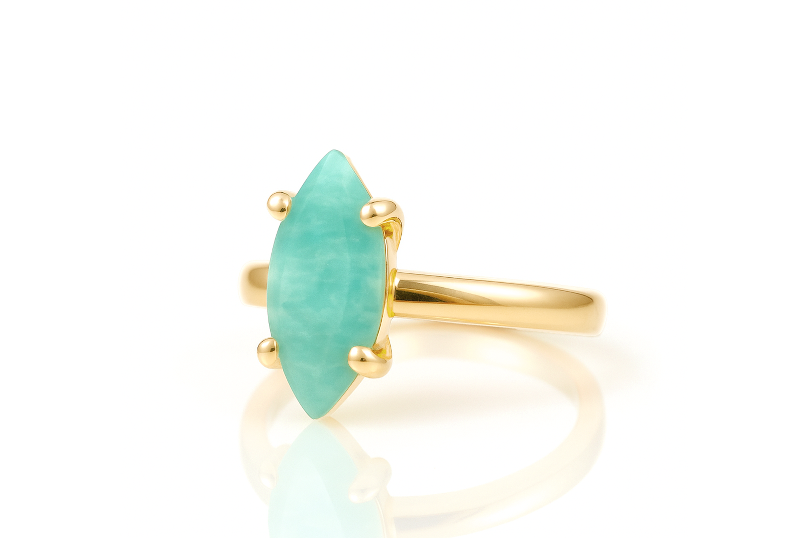 Gold Marquise Amazonite Ring Rings Anemone Unique
