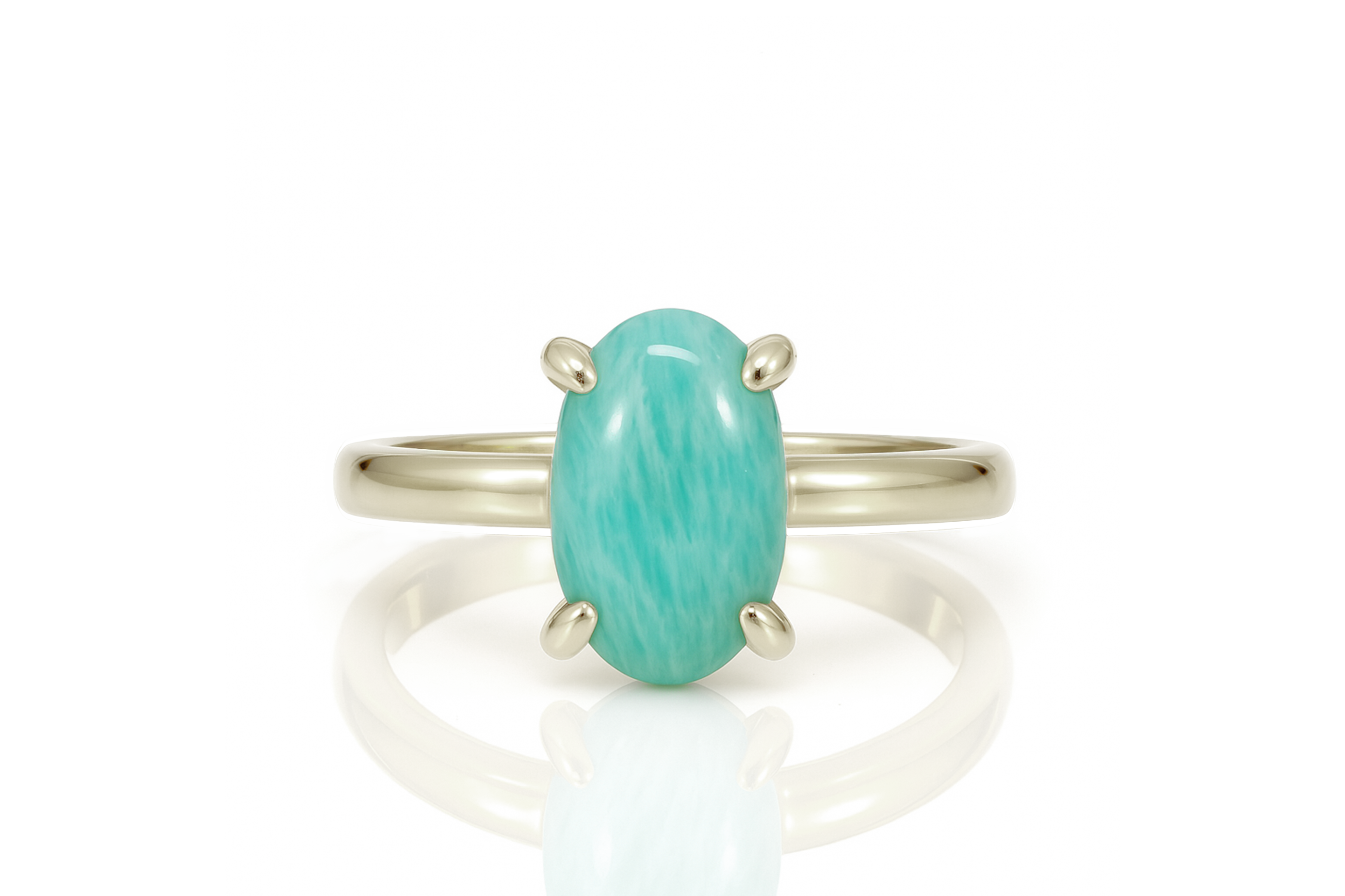 Amazonite Ring in Gold Prong Setting Rings Anemone Unique