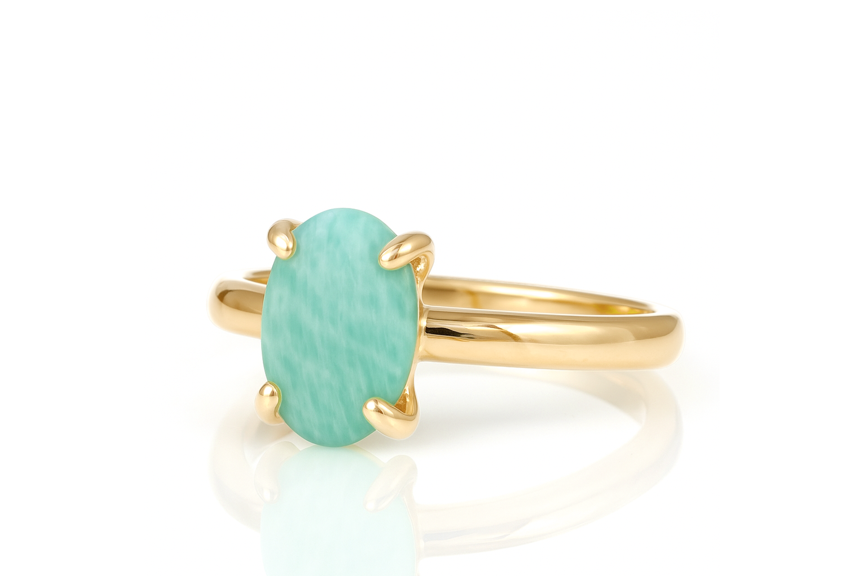 Amazonite Ring in Gold Prong Setting Rings Anemone Unique