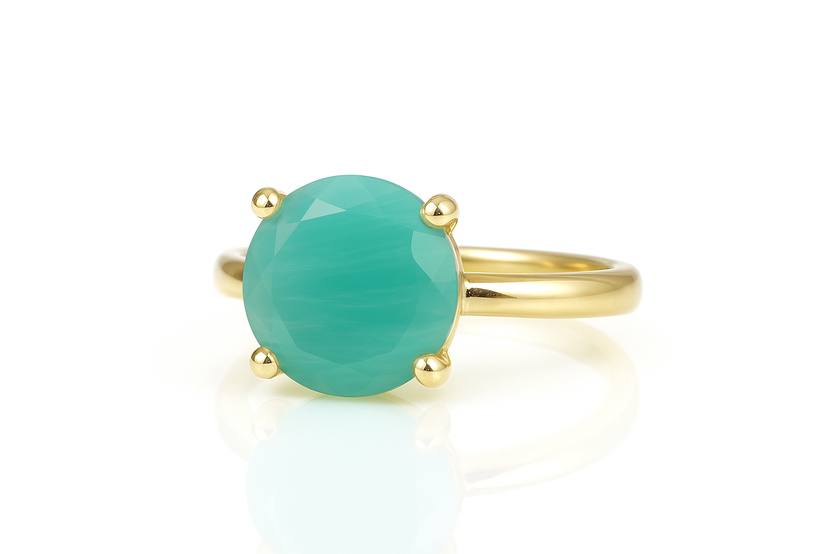 Dainty Round Amazonite Gold Ring Anemone Unique