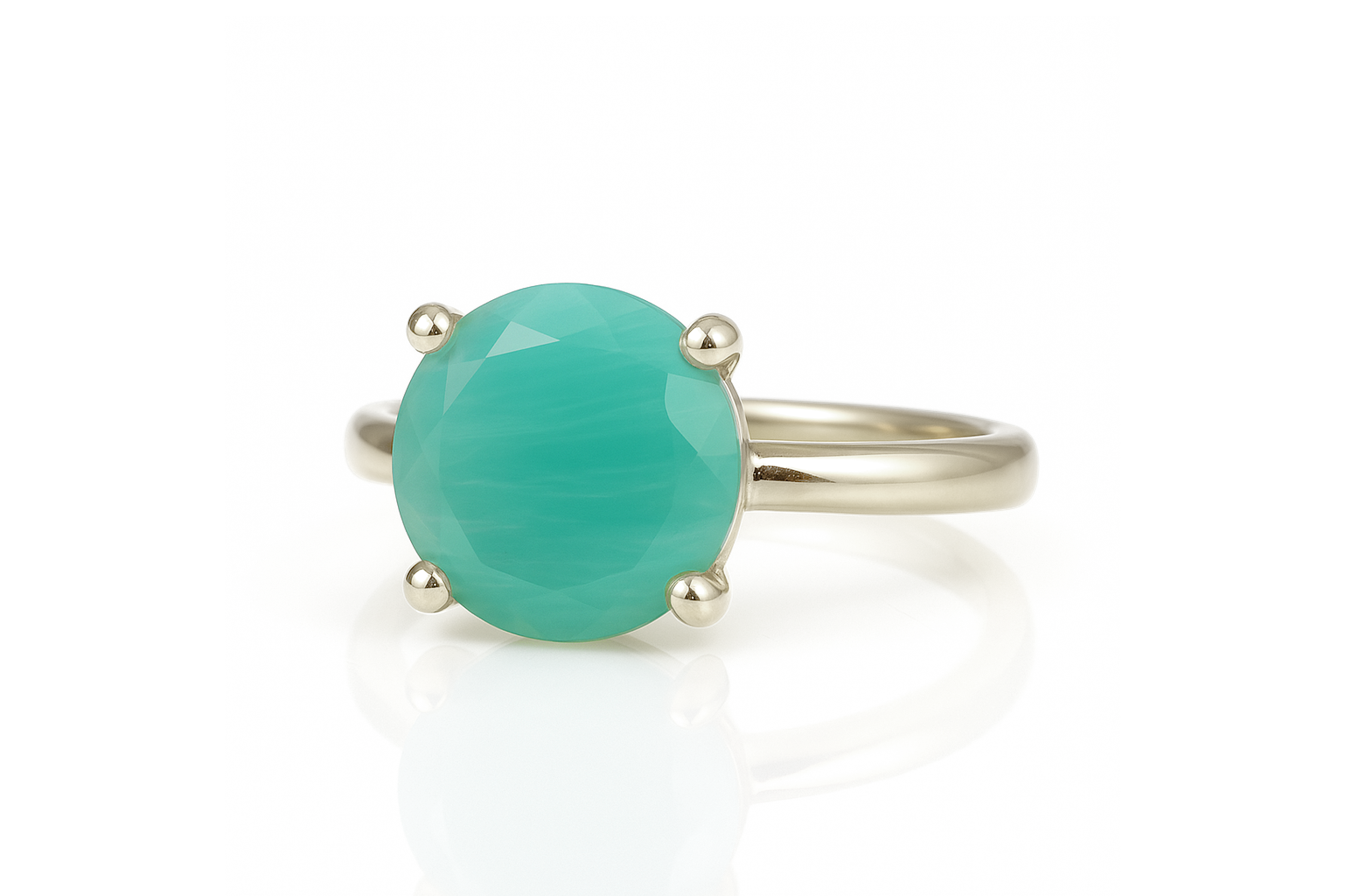 Dainty Round Amazonite Gold Ring Anemone Unique