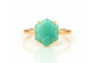 Hexagon Cut Amazonite Silver Ring Rings Anemone Unique