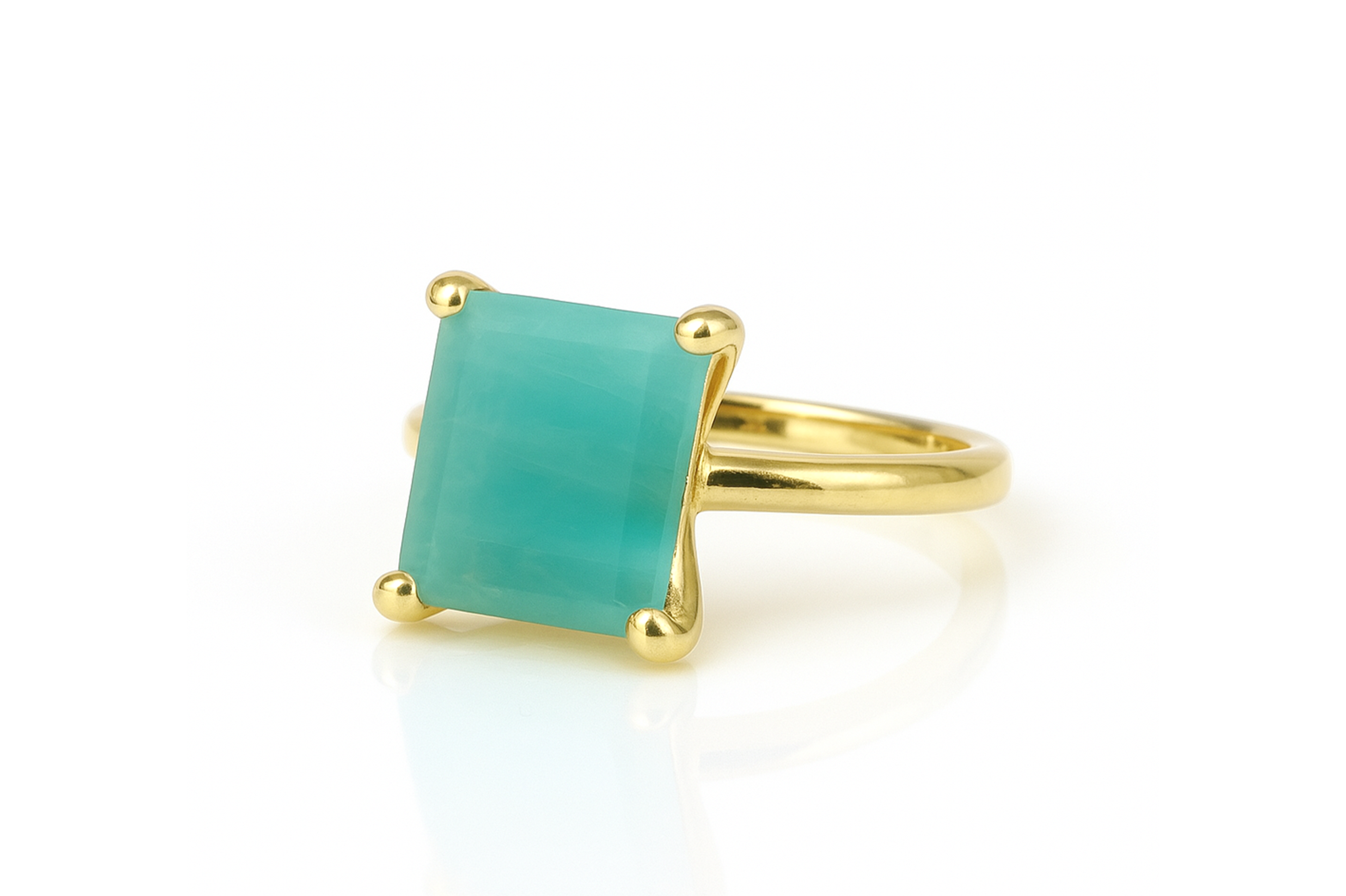 Square Amazonite Gemstone Gold Filled Ring Rings Anemone Unique
