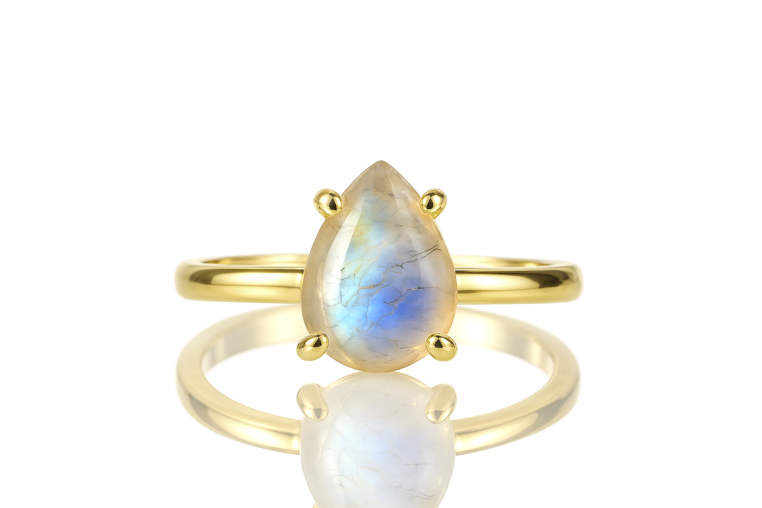 Gold Filled Dainty Solitaire Pear Shaped Moonstone Ring Rings Anemone Unique