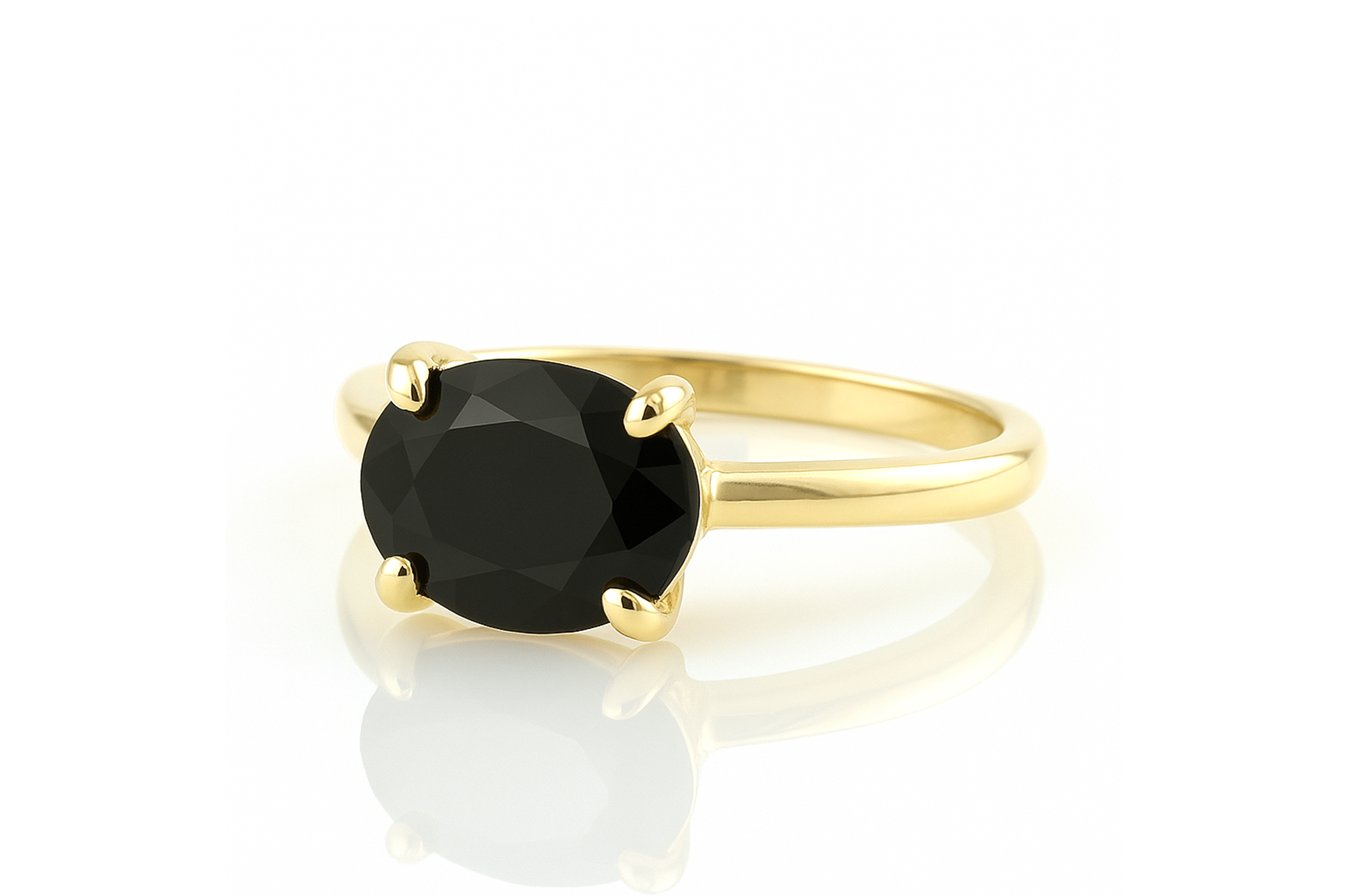 14k Gold Oval Onyx Ring Rings Anemone Unique