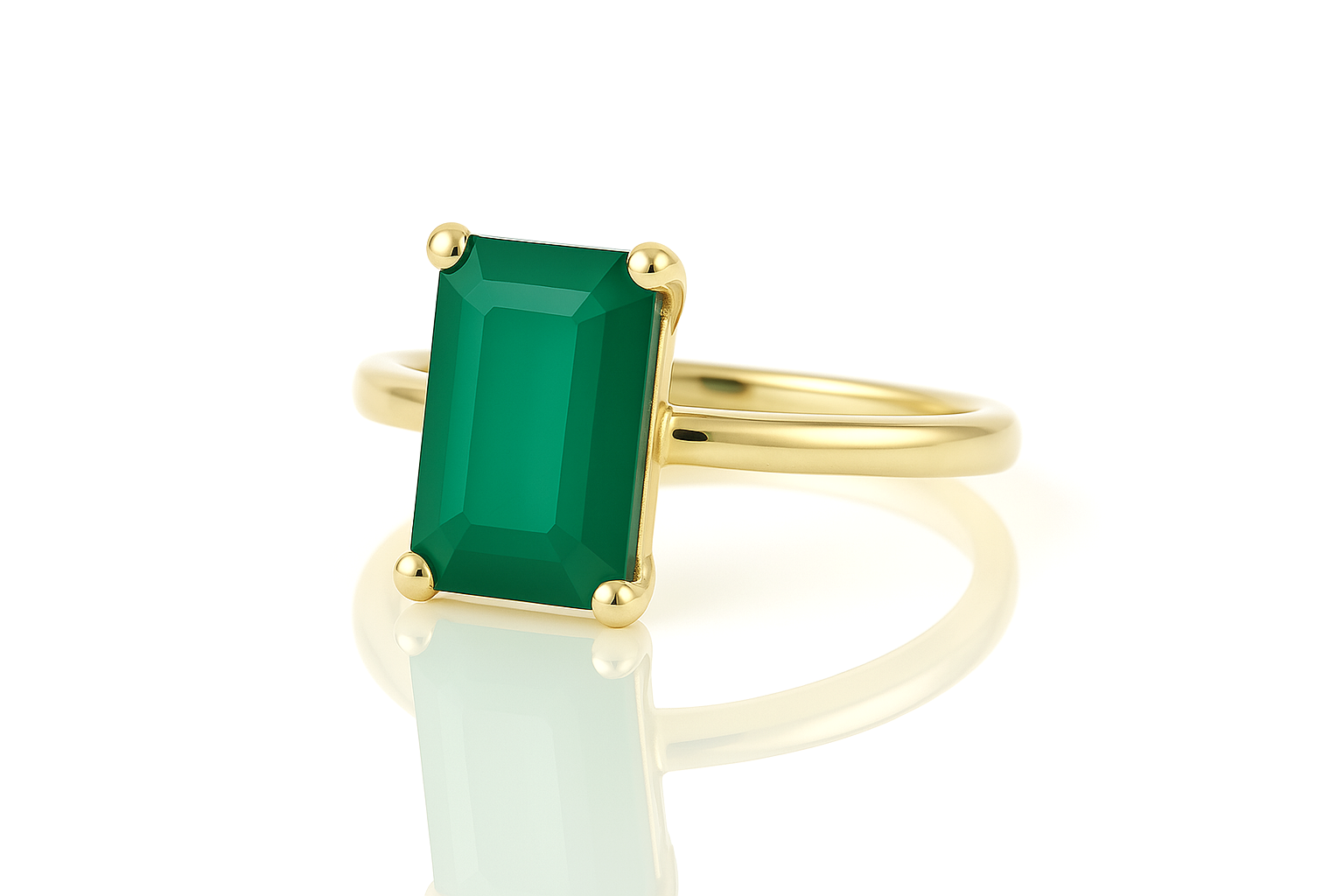 Rose Gold Rectangle Cut Green Onyx Ring Rings Anemone Unique