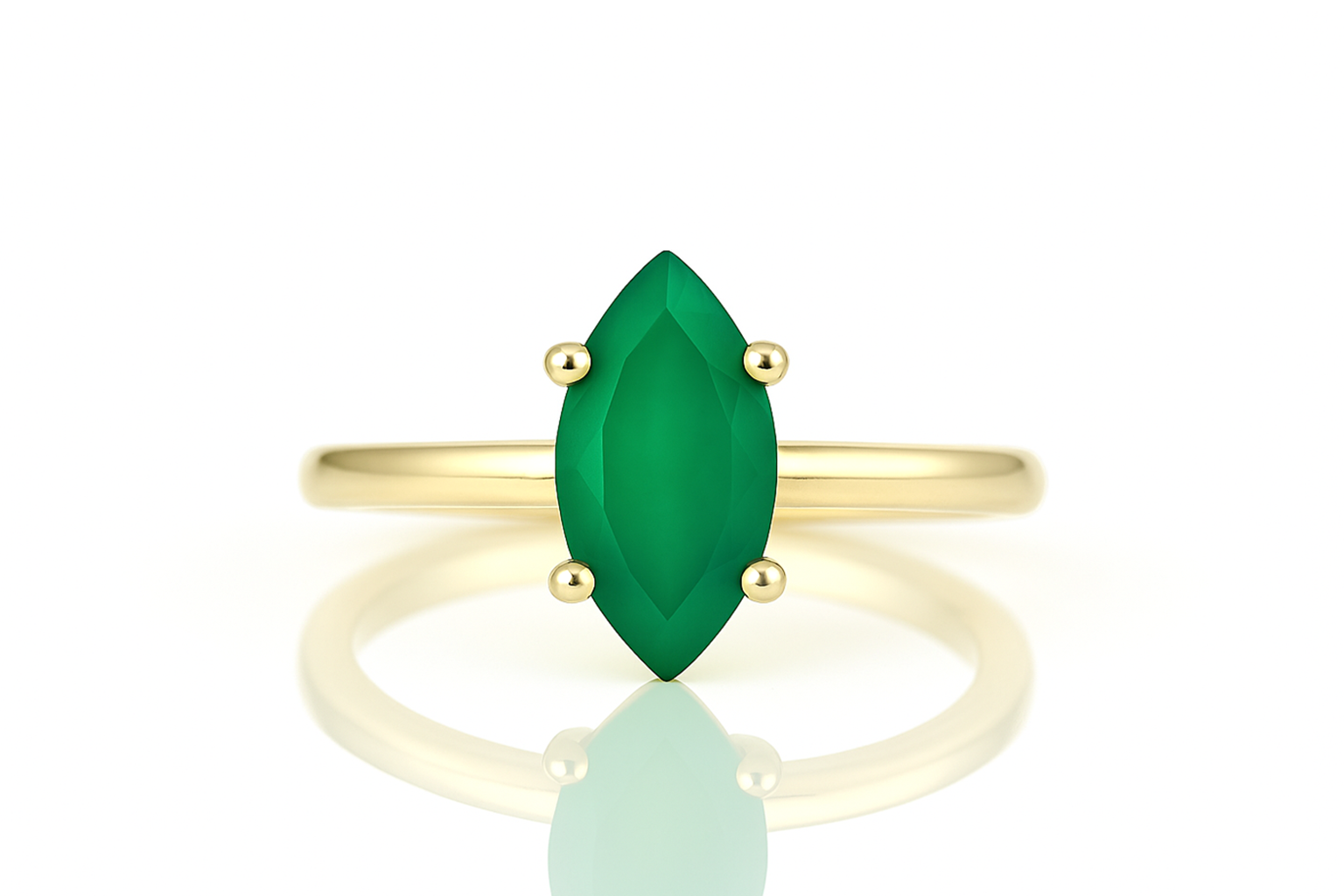 Marquise Green Onyx Gold Ring Rings Anemone Unique